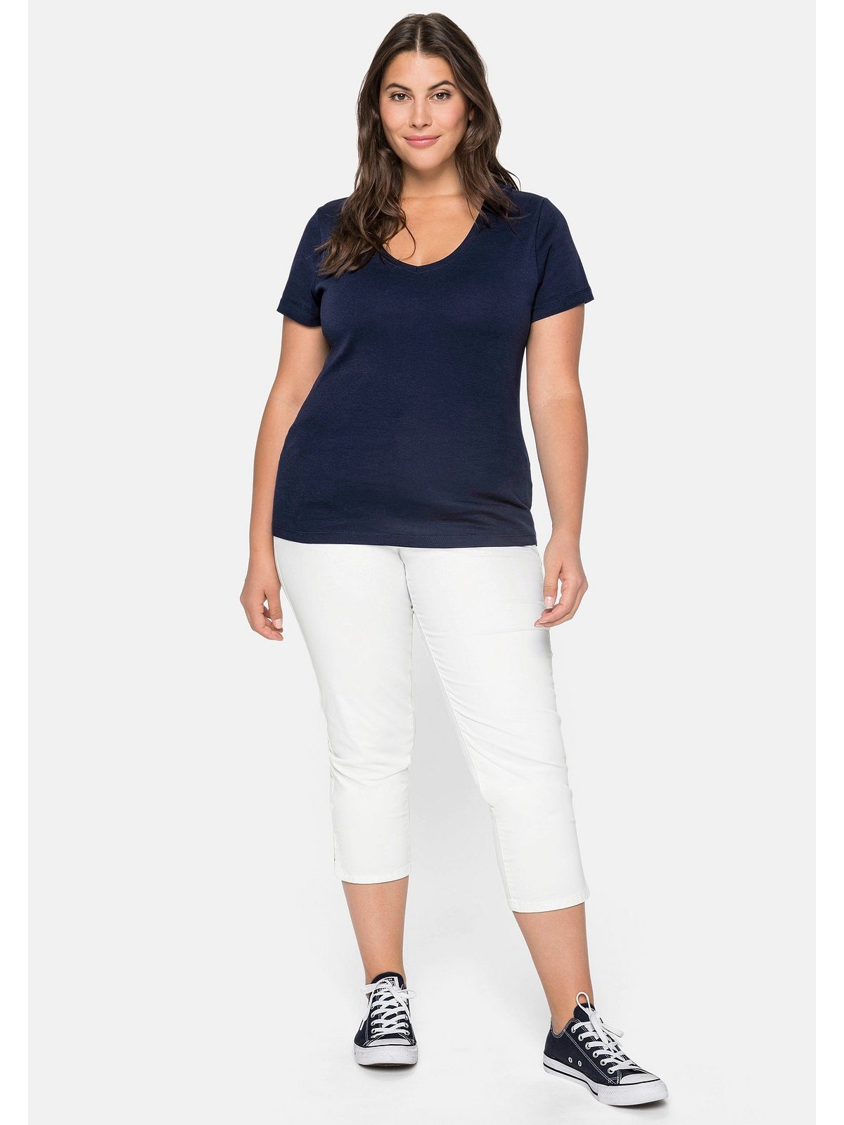 Sheego 7/8-Hose Große Größen aus elastischem Baumwoll-Twill
