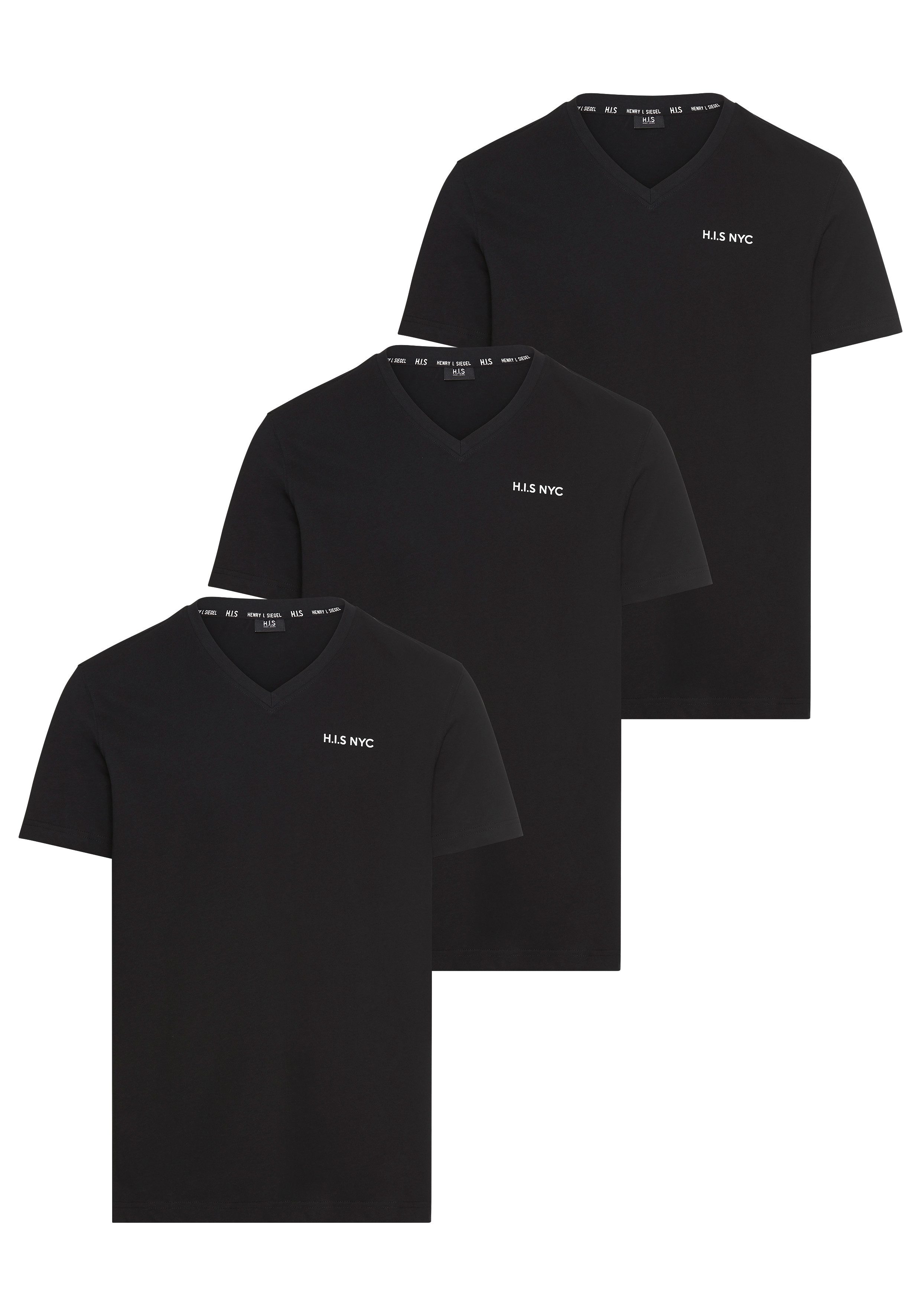 H.I.S V-Shirt (3-er Pack) Kurzarm, Slim günstig online kaufen