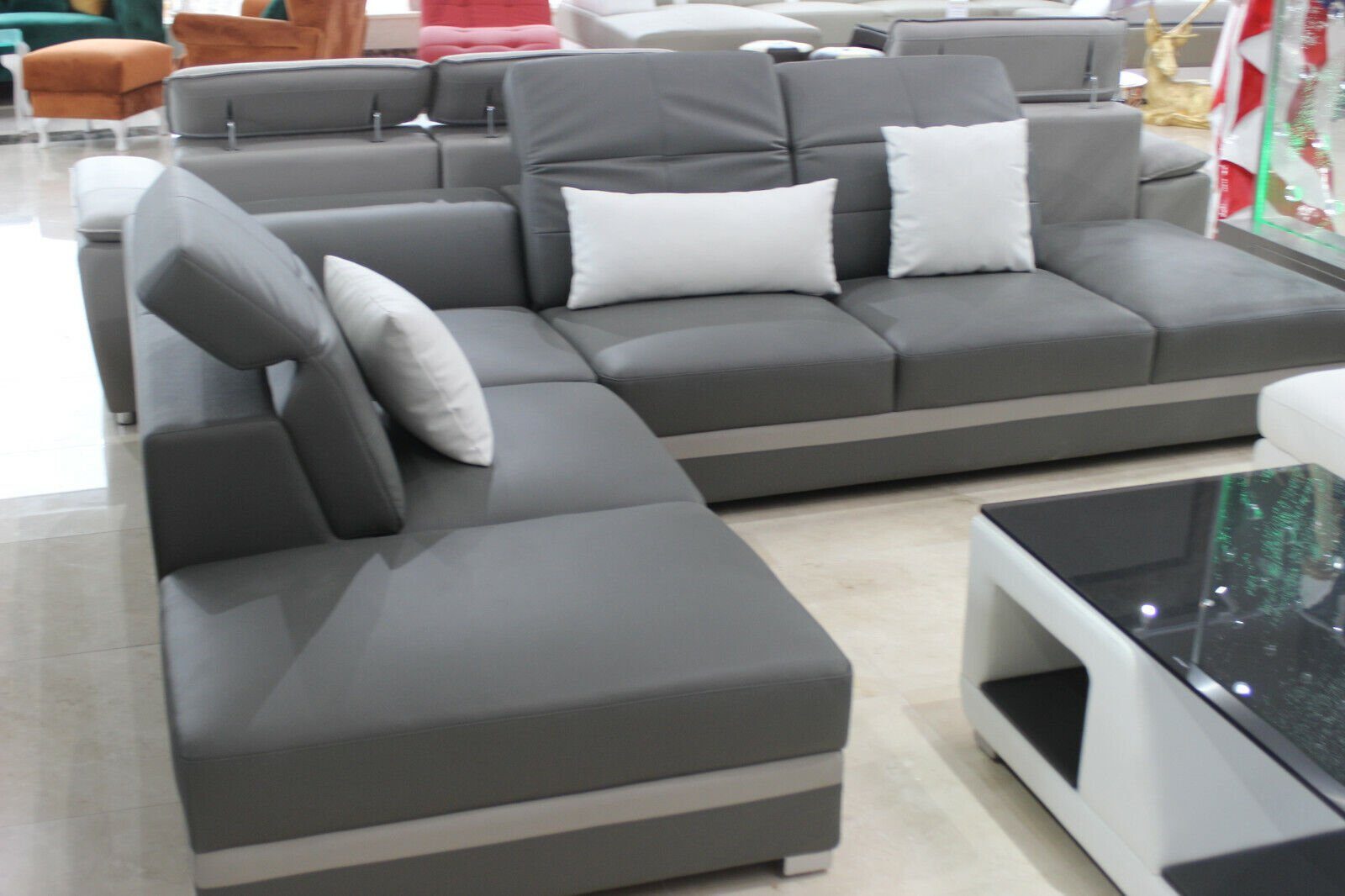 Couch Polster Wohnlandschaft Ecksofa 1 Grau Teile Deisgner Sofort, Ecksofa Sofa JVmoebel