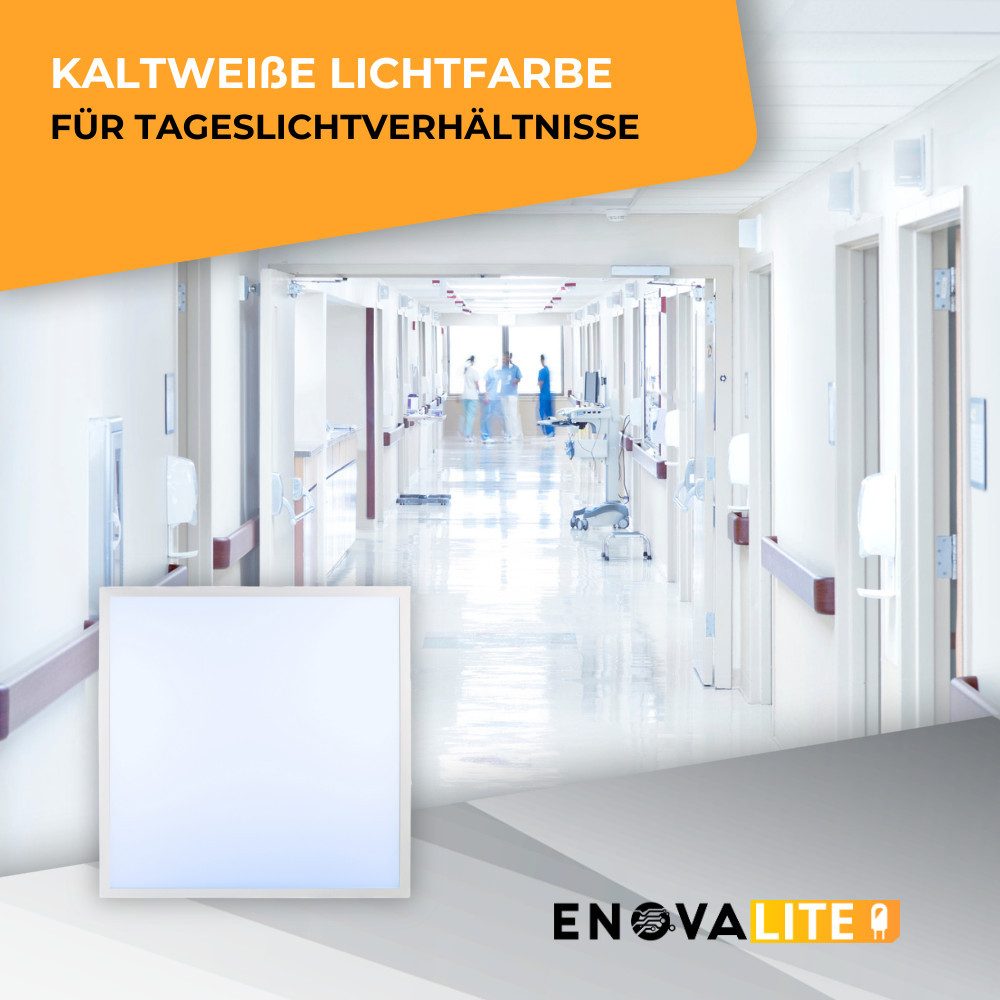 ENOVALITE LED Panel 4er Pack LED Panel, 62x62 cm, 36 W, 3600 lm, 6000 K, LED fest integriert, Tageslichtweiß, kaltweiß