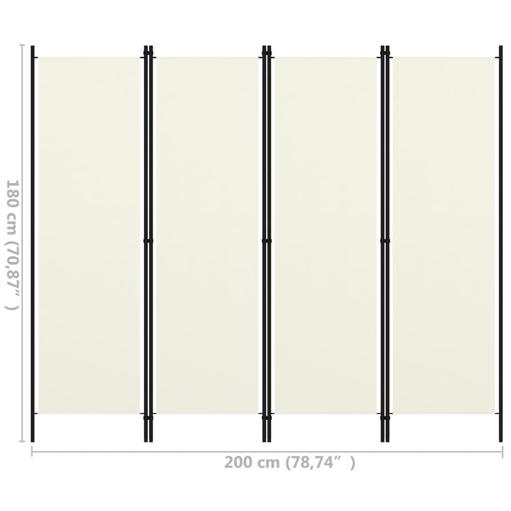 Cremeweiß vidaXL Paravent 4-tlg Trennwand Raumteiler Wand Raumteiler c 200x180 Spanische