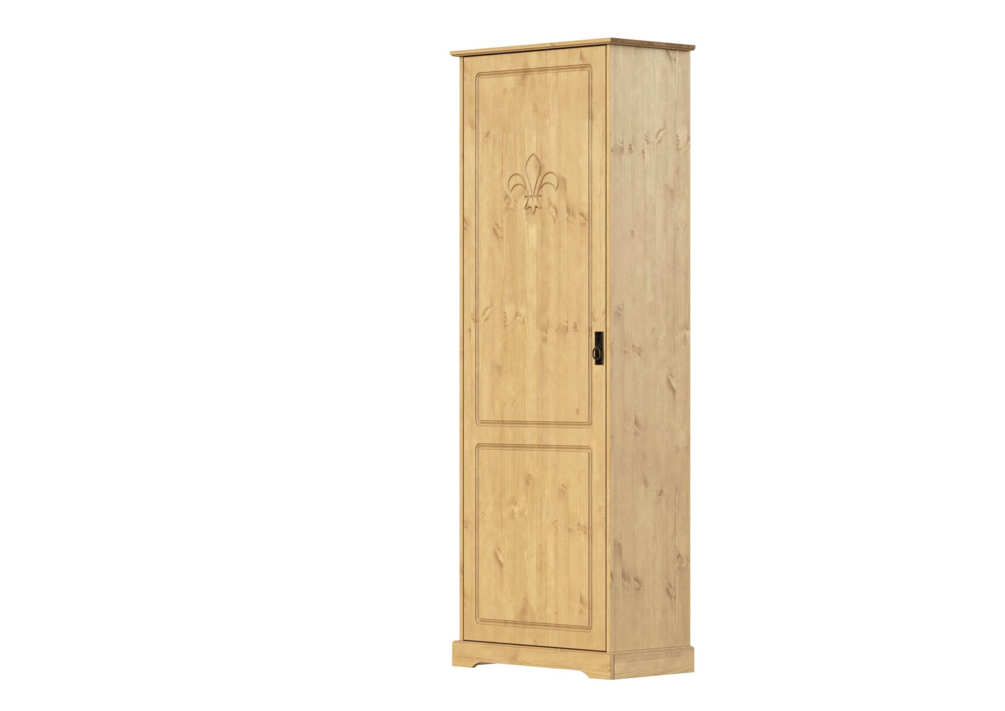 OTTO home Garderobenschrank Lille Mehrzweckschrank Breite/Höhe: 67/187 cm aus massiver Kiefer, mit schöner Lilien-Fräsung, Jugendstil-Griffe