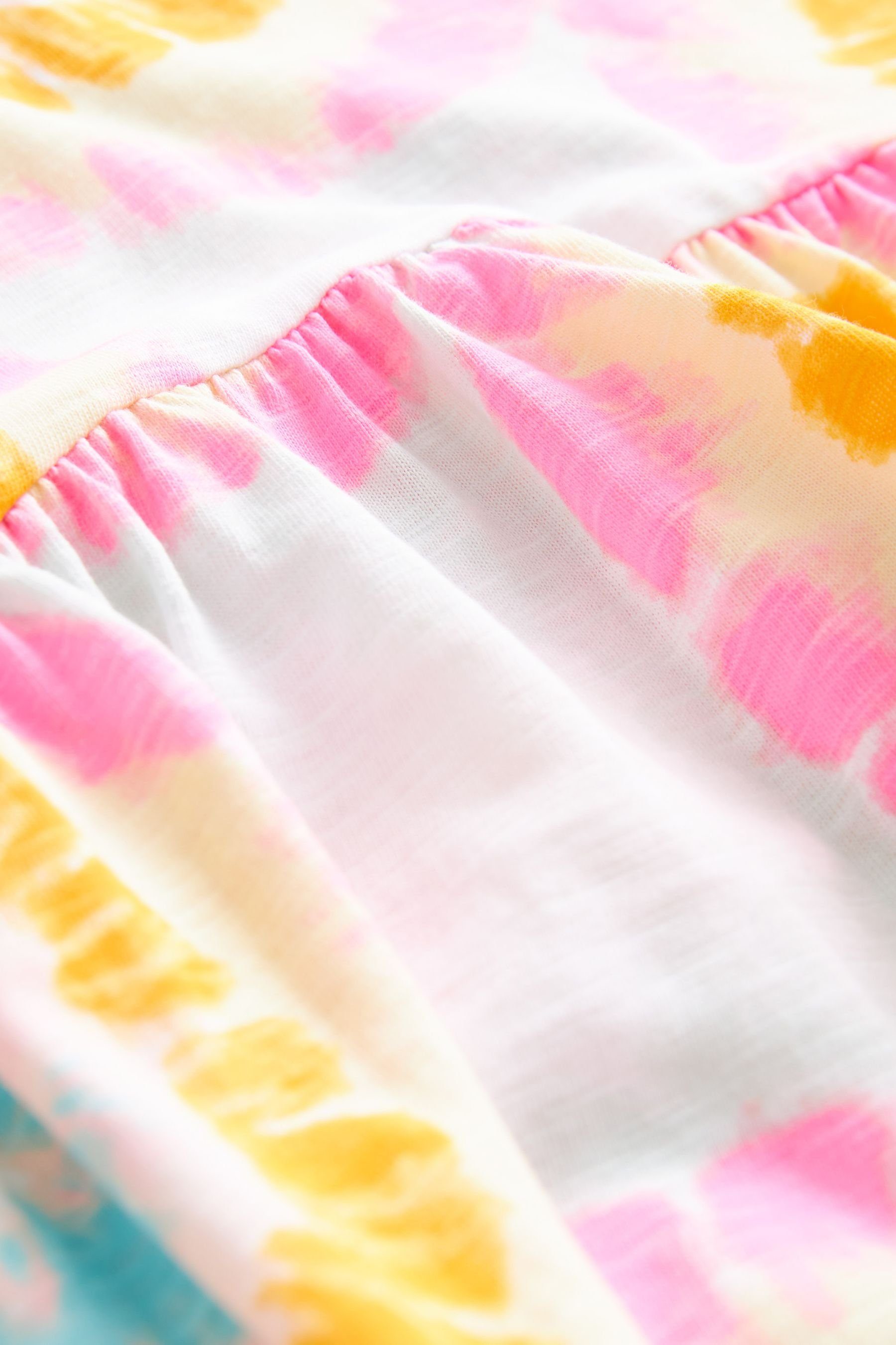 Next Kurzärmliges Tie (1-tlg) Jerseykleid Dye Ecru Jersey-Kleid Print White/Pink
