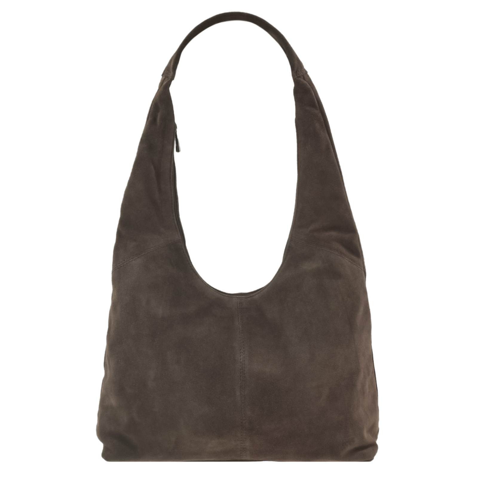 Bear Design Umhängetasche Pauline Velourleder Damen Beuteltasche Suede brown, Samtiges Velourleder, breiter Tragegurt & durchdachte Innenfächer