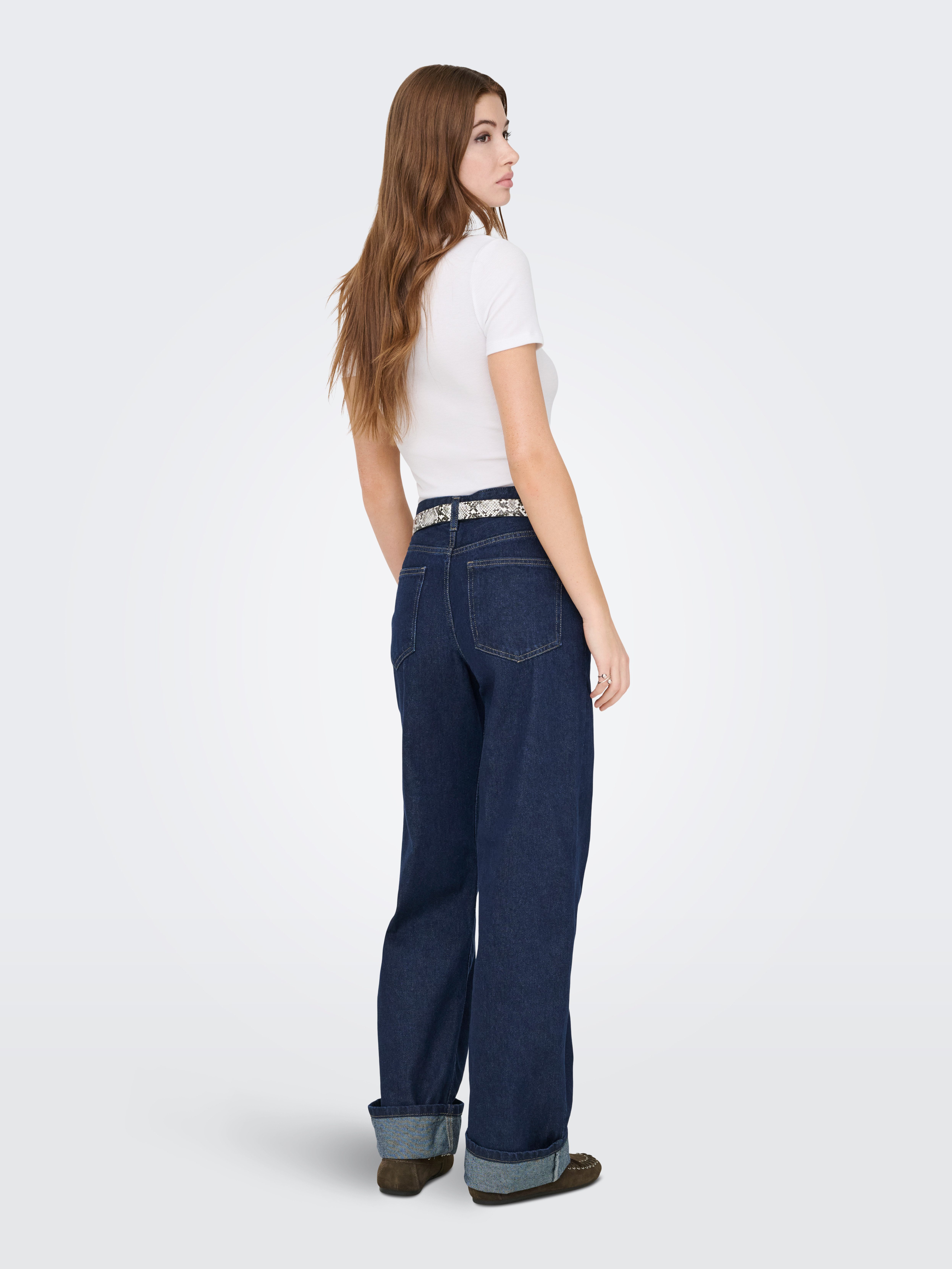 ONLY Weite Jeans ONLELLA MW WIDE FOLDUP DNM TAI988 Baumwolle, regular waist, wide fit – Bild 4 von 5