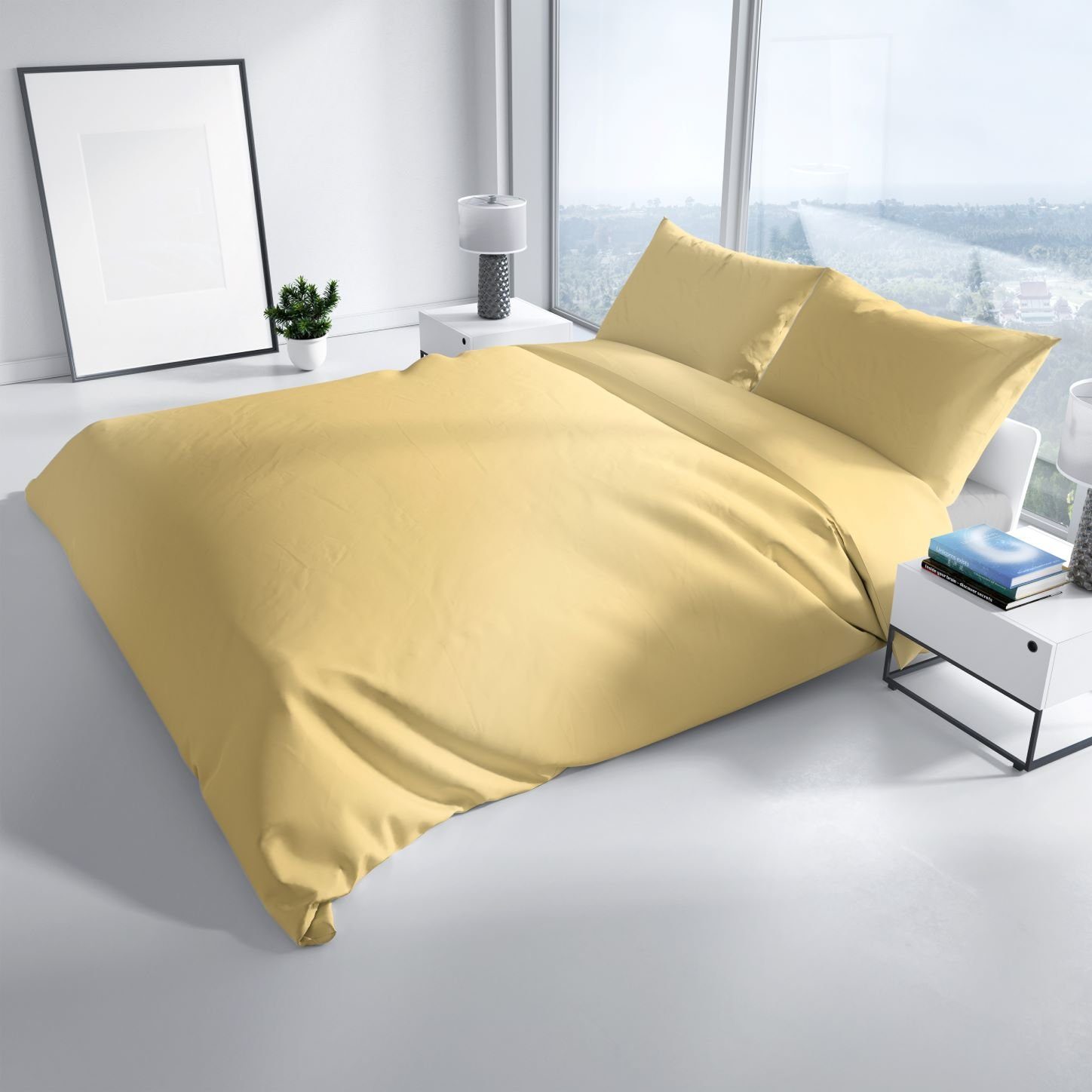 Leonado Vicenti Bettwäsche Baumwolle 135x200, 155x200, 155x220, 200x200, 200x220 oder 240x220, Renforcé, 2 teilig, Einfarbig mit Reißverschluss