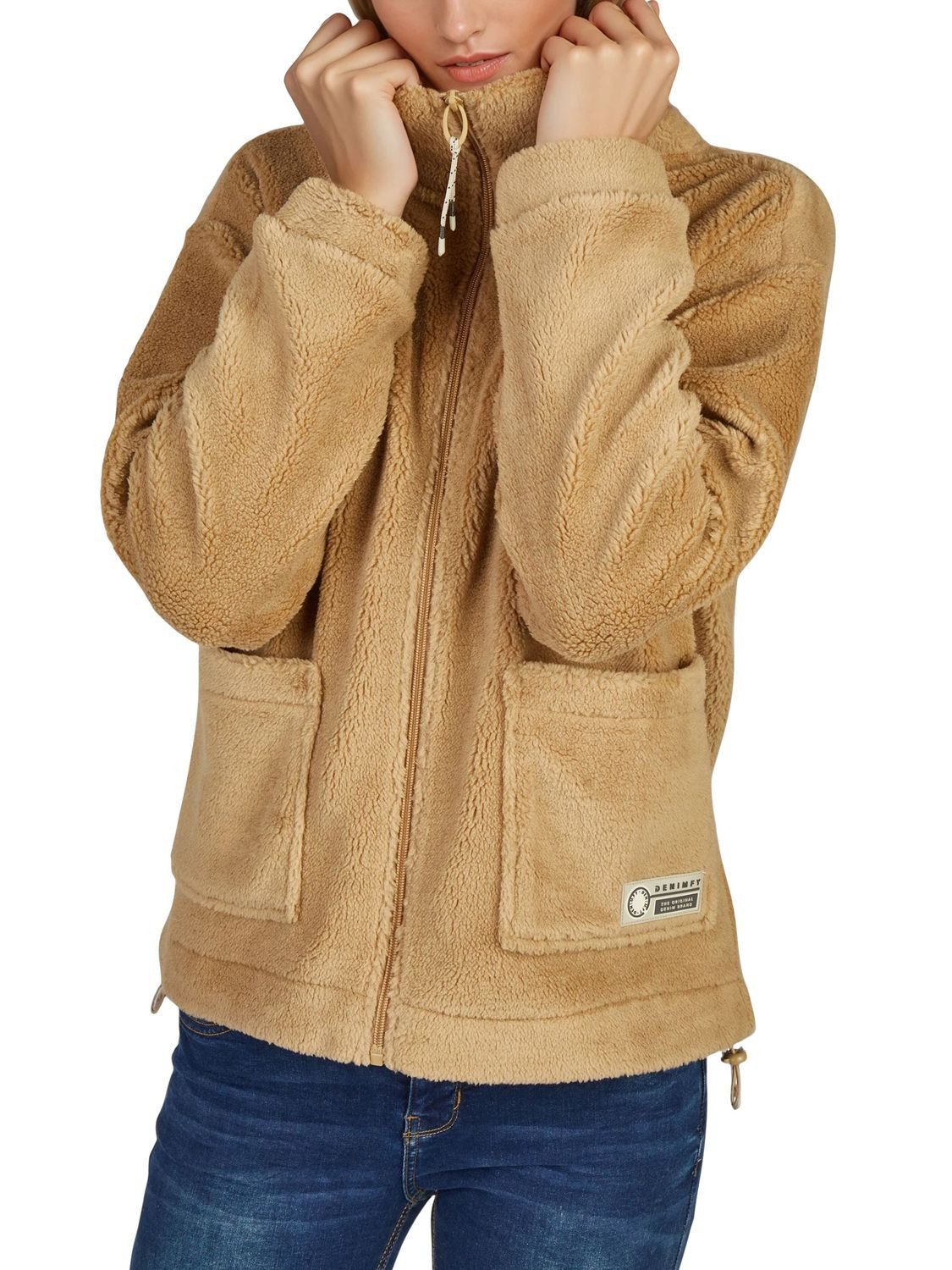 DENIMFY Outdoorjacke Fleecejacke Damen Regular Fit DFKira Übergangsjacke mit Teddyfleece