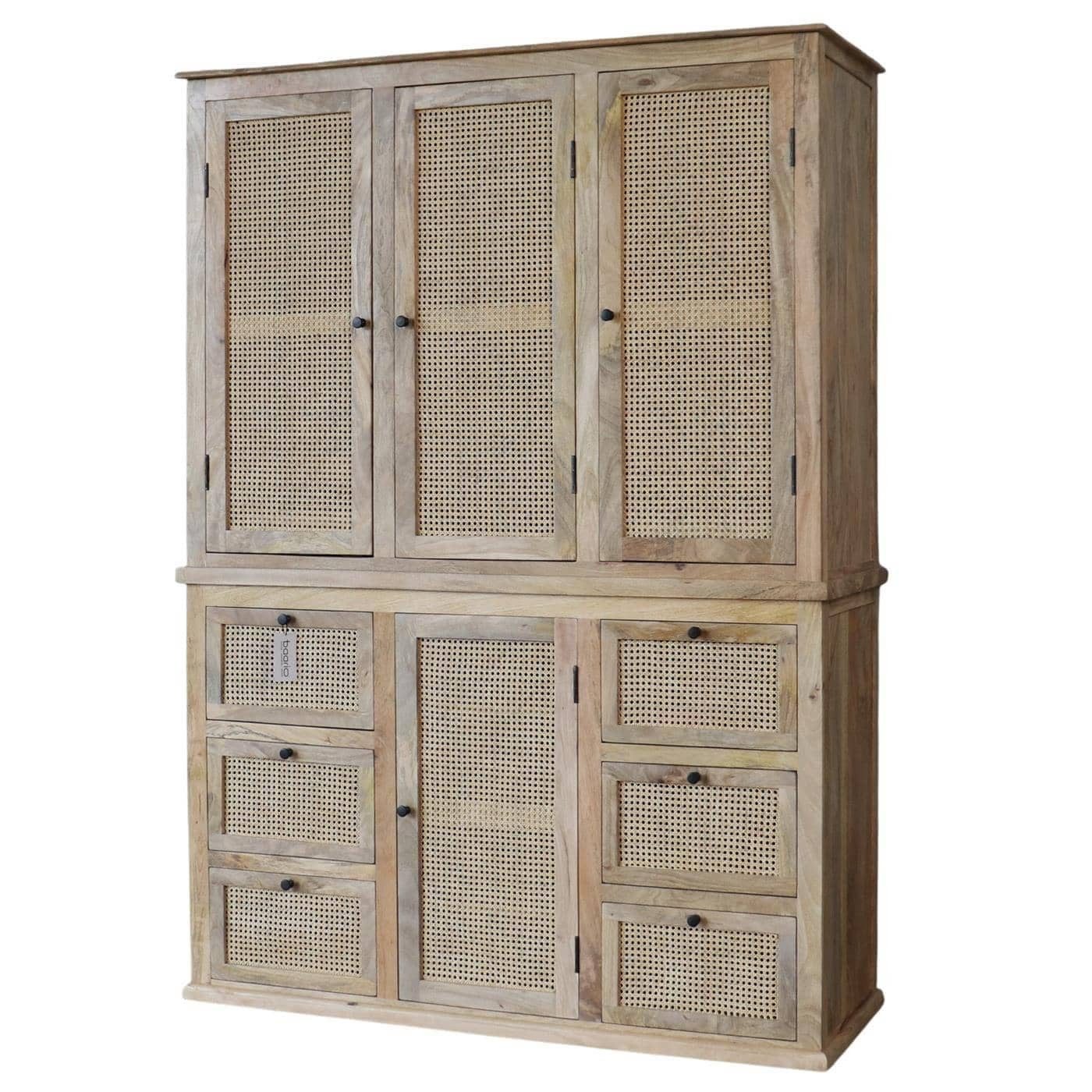 baario Kleiderschrank Kleiderschrank WIENER Geflecht Massivholz Antik Design Schnitzerei