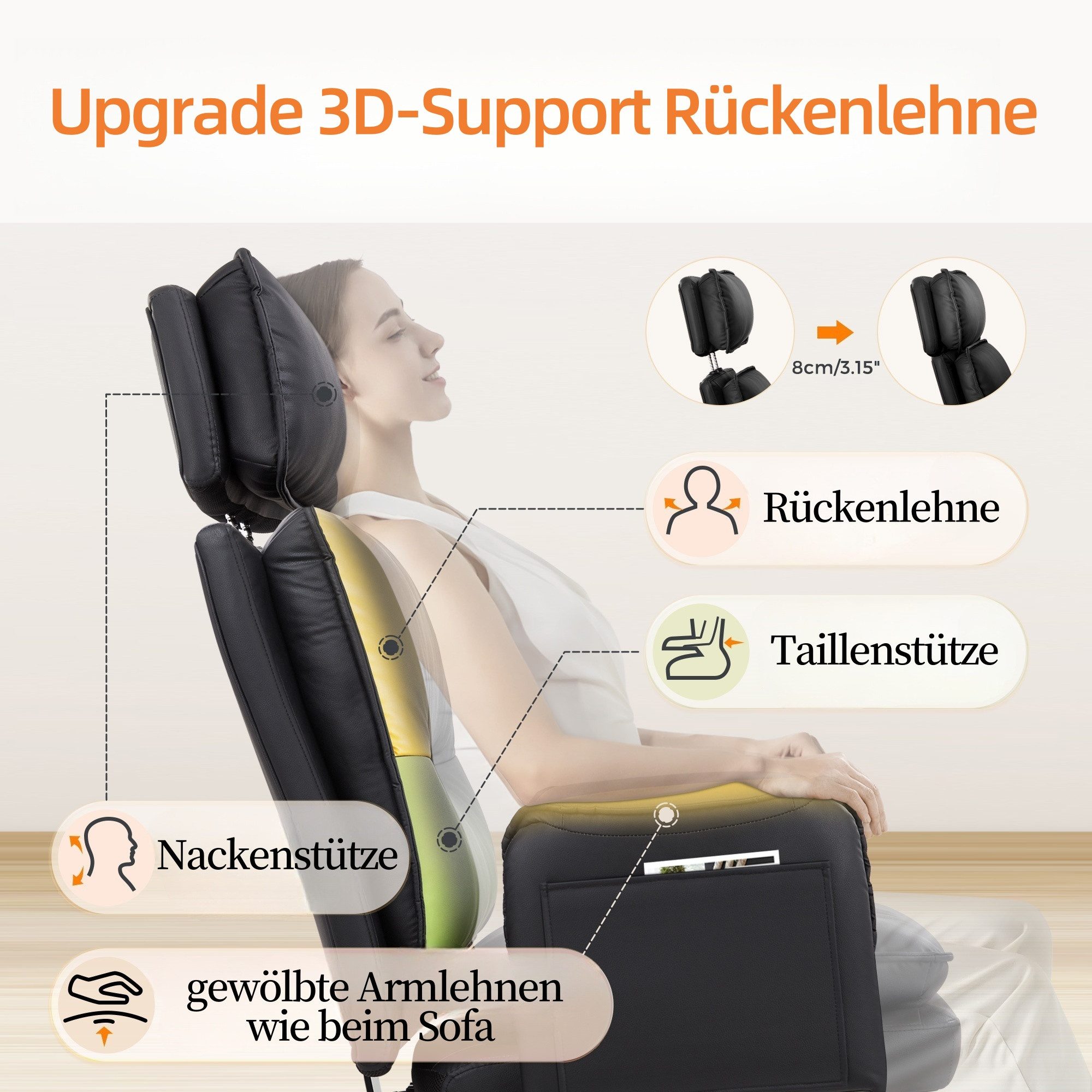 IWMH Chefsessel Ergonomischer Bürostuhl mit Kopfstütze, günstig online kaufen