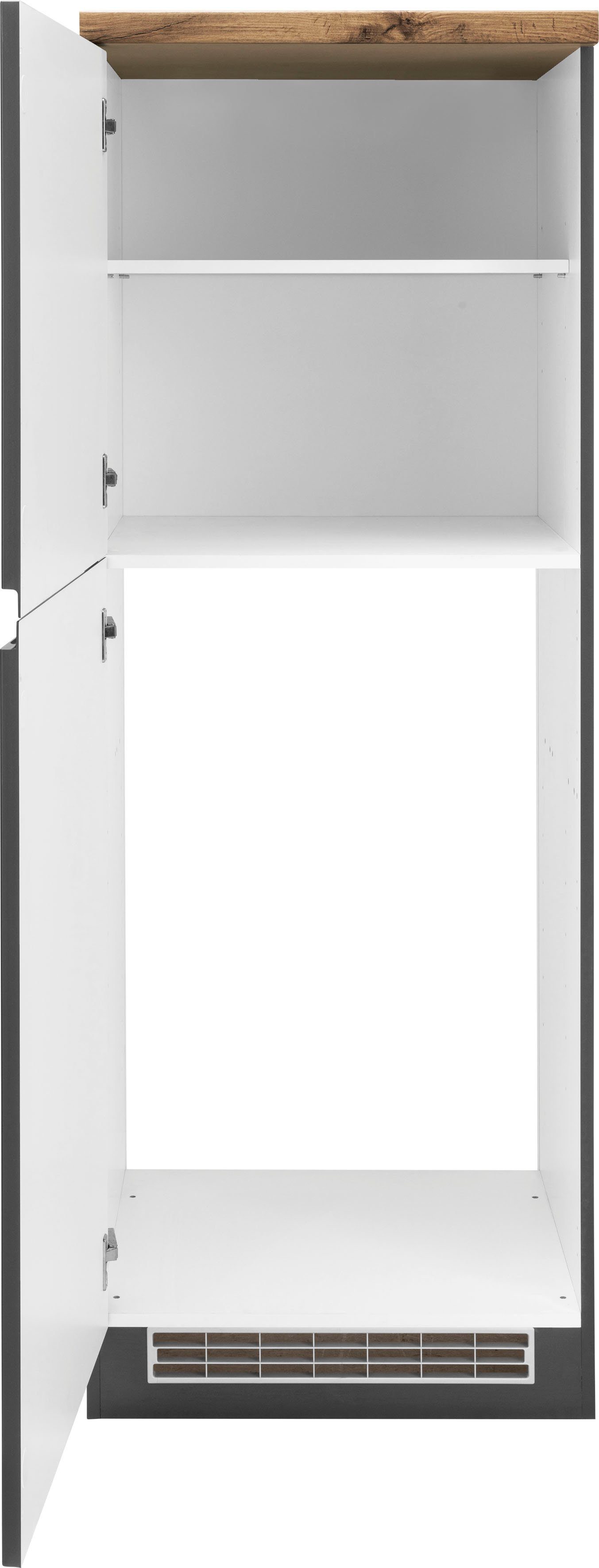 60 | breit, MÖBEL Umbauschrank hochwertige grau HELD grafit Bruneck Matt MDF-Fronten Kühlschrankumbau >>Bruneck<< cm