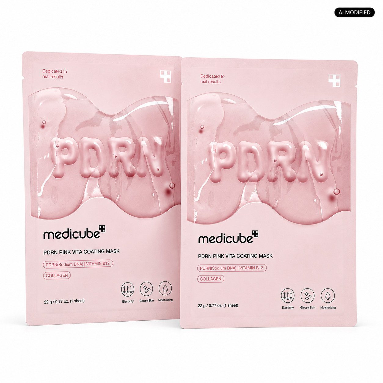 Medicube Gesichtsmaske Medicube PDRN Pink Vita Coating Mask 2er Set, 1-tlg., Vorteilspack mit zwei revitalisierenden Tuchmasken