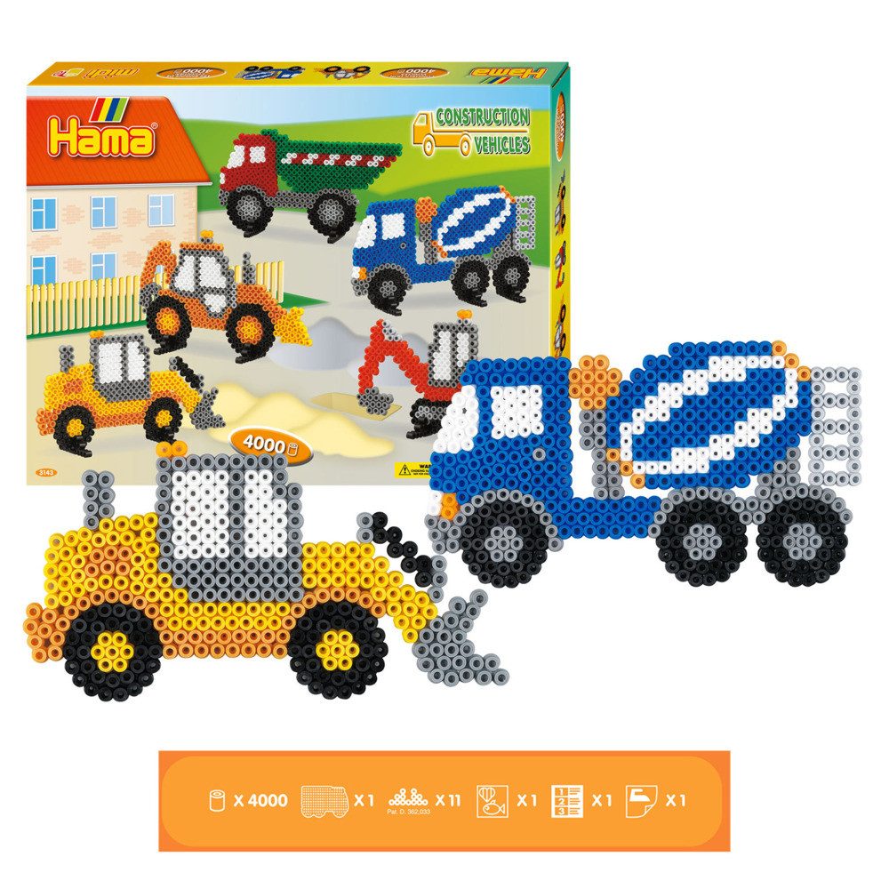 Dan Import Bügelperlen Hama Bügelperlen Baufahrzeuge 4000 Stück Geschenkpackung