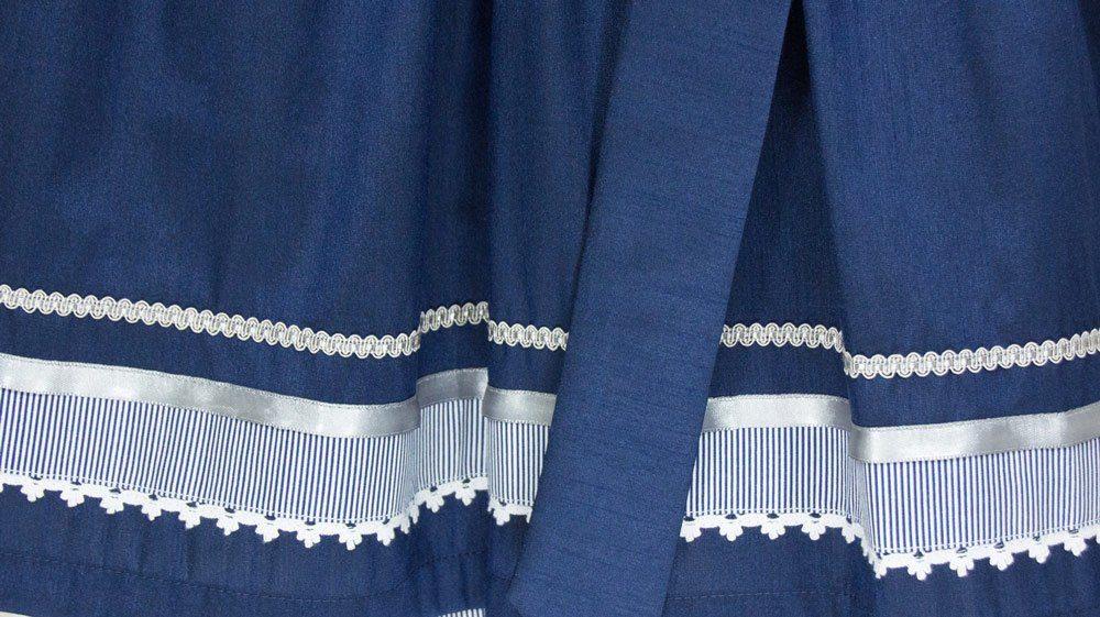 Bergweiss Trachten "Bella" für Zauberhaftes Weiß Maritimen Kleid 55 - Damen im Dirndl Look cm - Marineblau