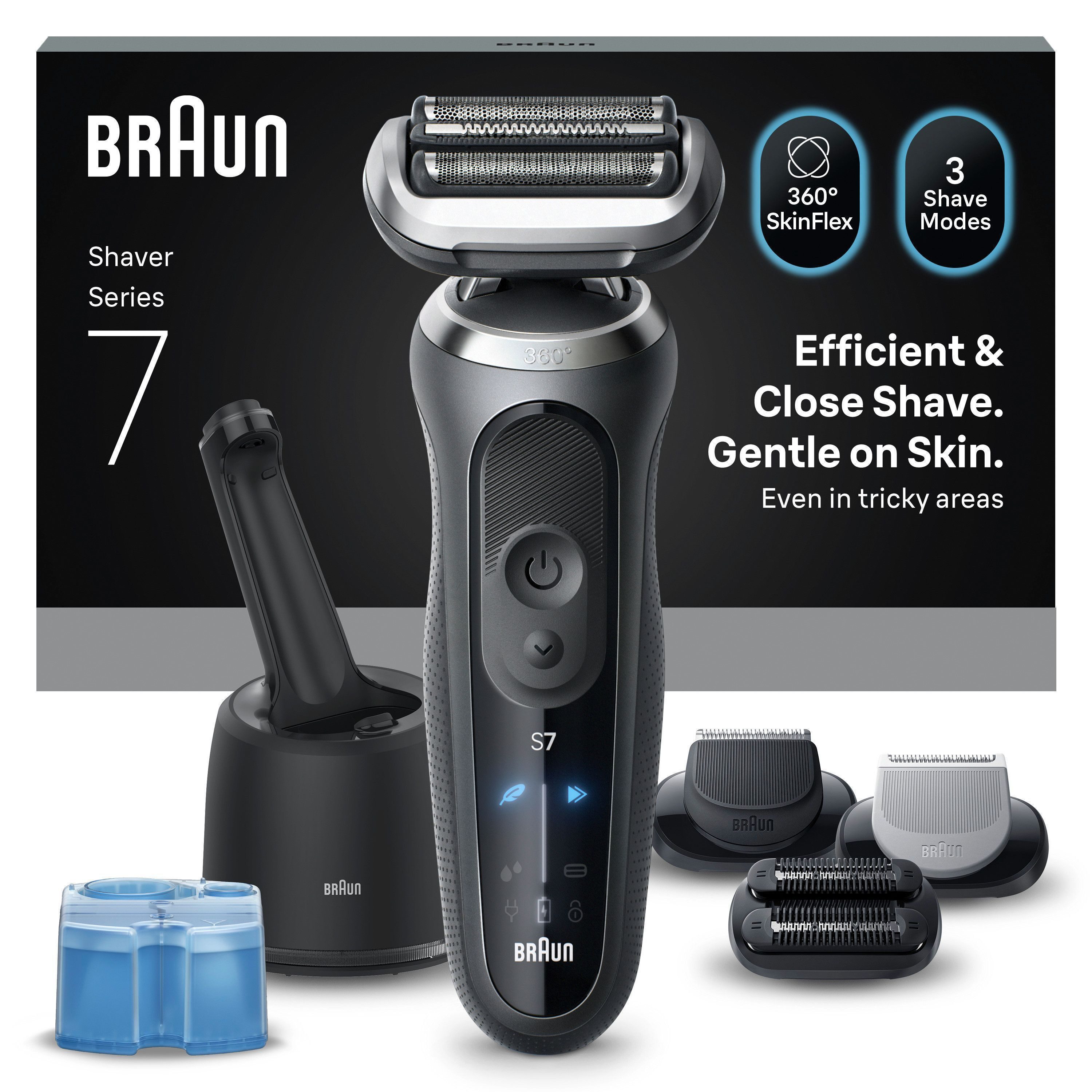 Braun Elektrorasierer Series 7 72-G7865cc, Smart Care Center, Aufsätze: 3, 4in1 SmartCare Center, +3 Aufsätze, 100% wasserdicht, Made in Germany