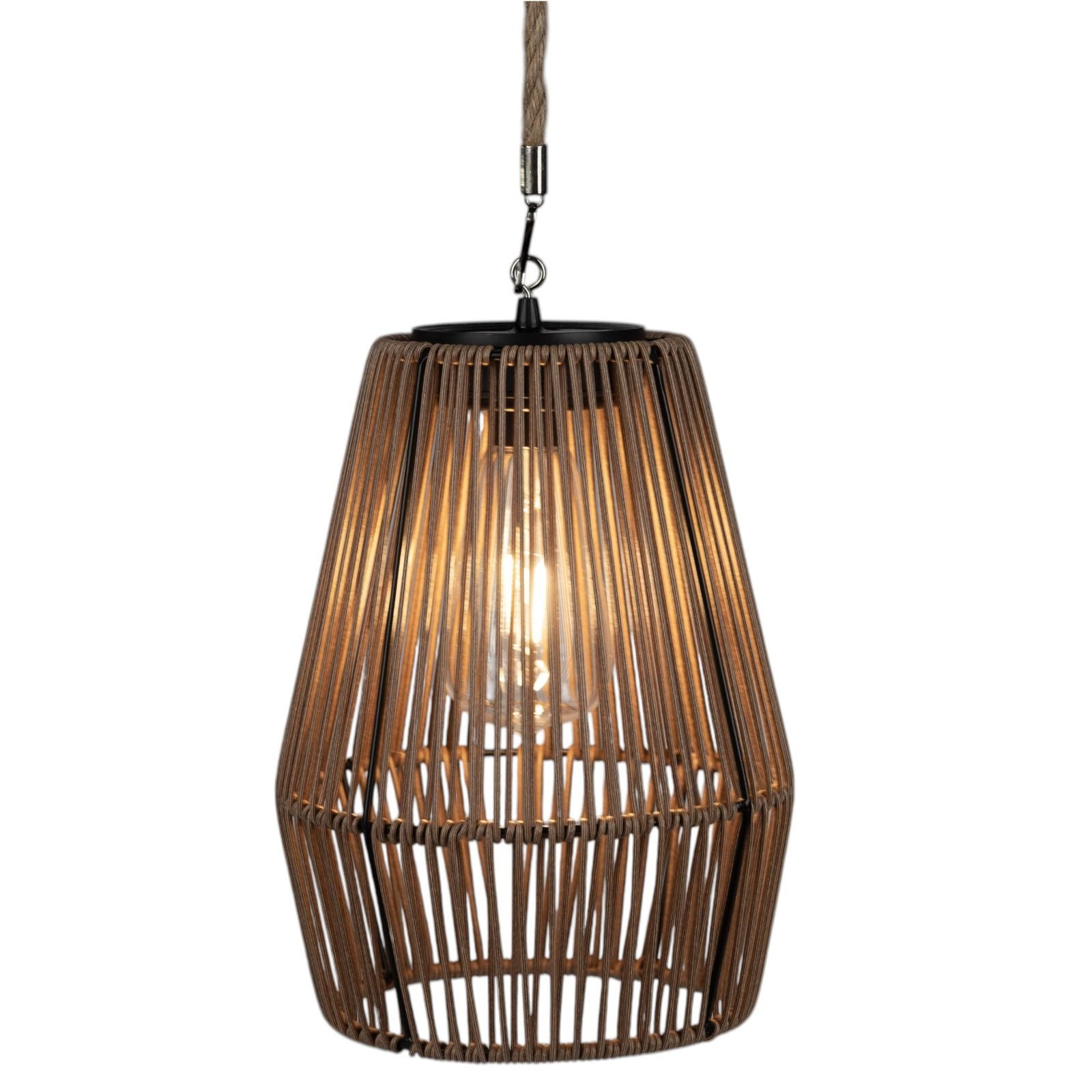 formano LED Laterne Solarlaterne Hängend IP44 Deko Gartenlaterne Flechtoptik warmweiß, LED fest integriert