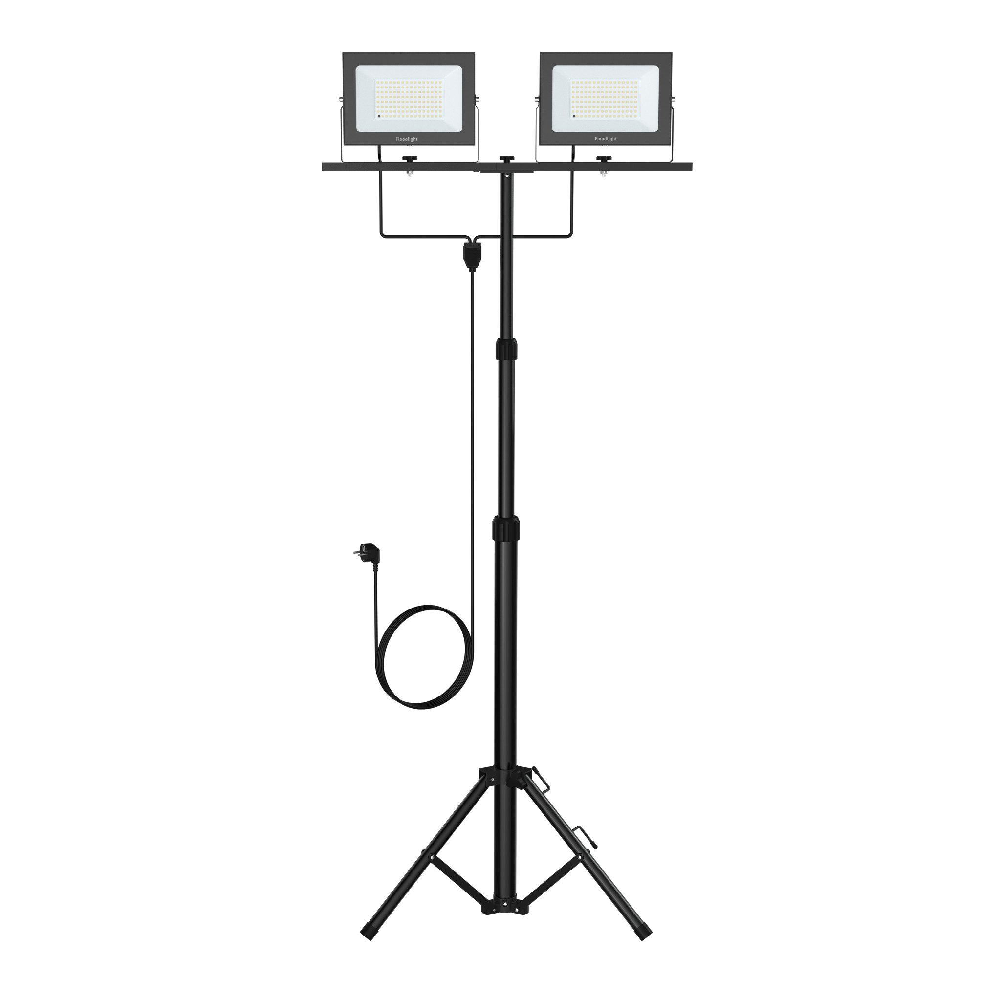 FIVMEN LED Baustrahler Doppel Arbeitsstrahler mit Einstellbar Stativ Arbeitsleuchte mit Kabel, 2*100W, Arbeitsscheinwerfer 360° Grad Drehung Strahler, Kaltweiß