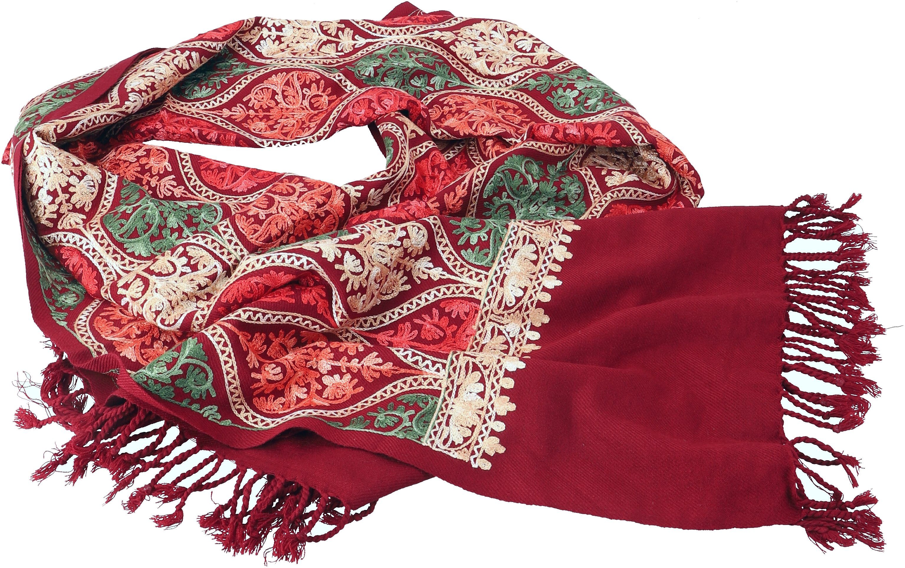 Guru-Shop Halstuch Bestickter Schal, breites indisches.. rot