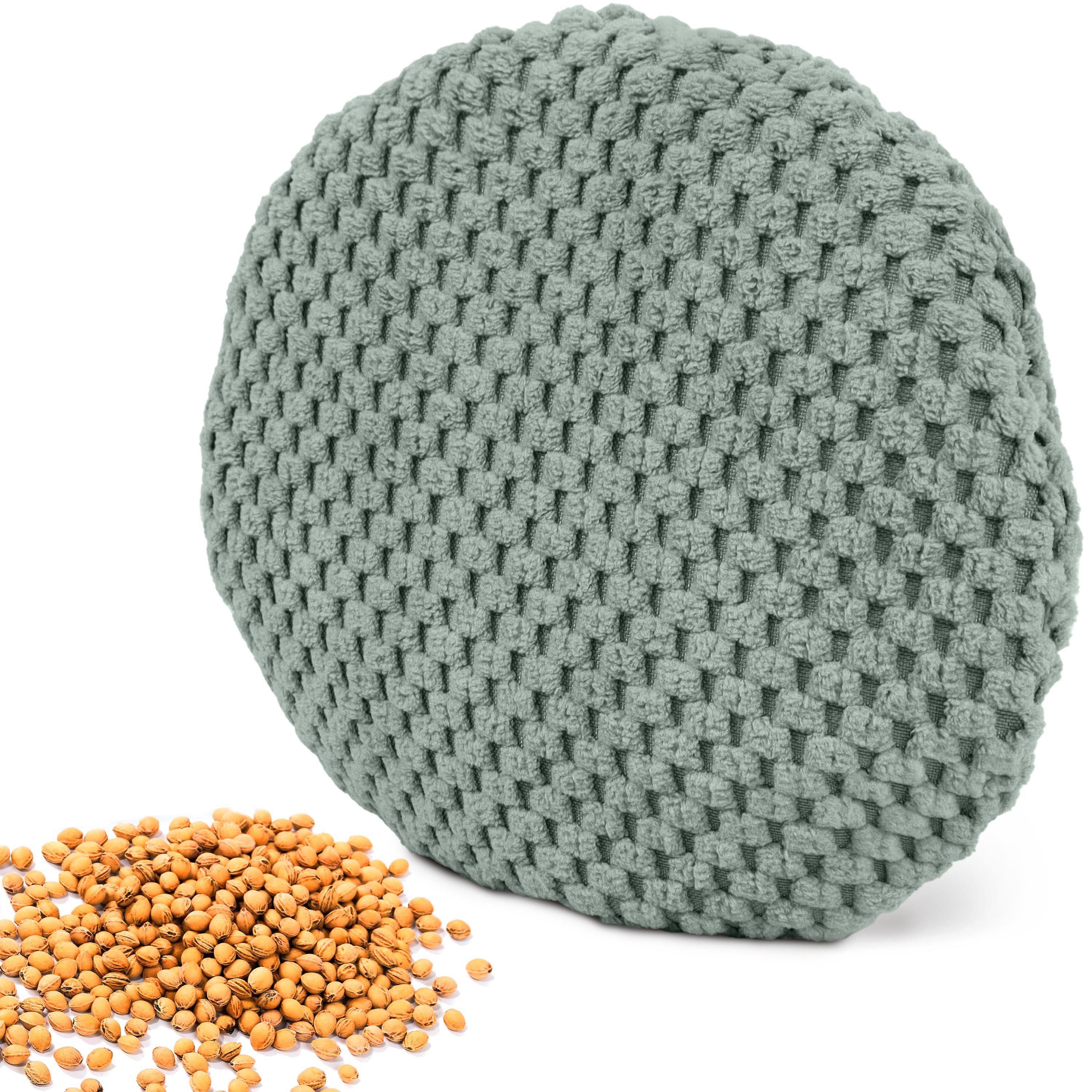 Amilian Kirschkernkissen rund Ø16 cm - Wärmekissen Mikrowelle & Kältekissen - Körnerkissen, Mikrowellenkissen, für Nacken, Schulter, Bauch, Hände, punktuelle Wärme - mikrowellengeeignet