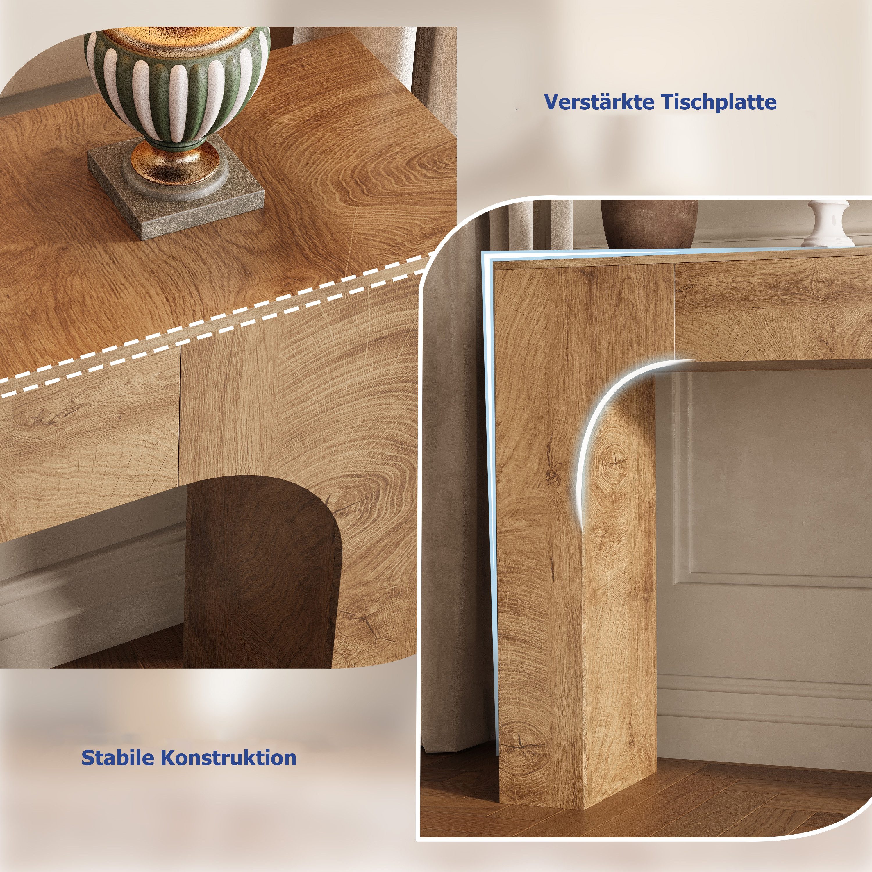 GarveeMore Konsolentisch 120/160cm Flurtisch Sofatisch, MDF-Material und Kippsicherung – Bild 4 von 5