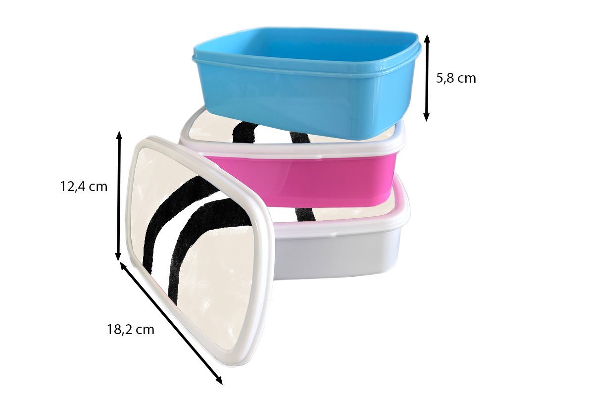 MuchoWow Lunchbox Abstrakt - Pastell, Erwachsene, - (2-tlg), und für und Brotdose, Kunststoff, für Kinder Mädchen Design weiß Linie Jungs Brotbox 
