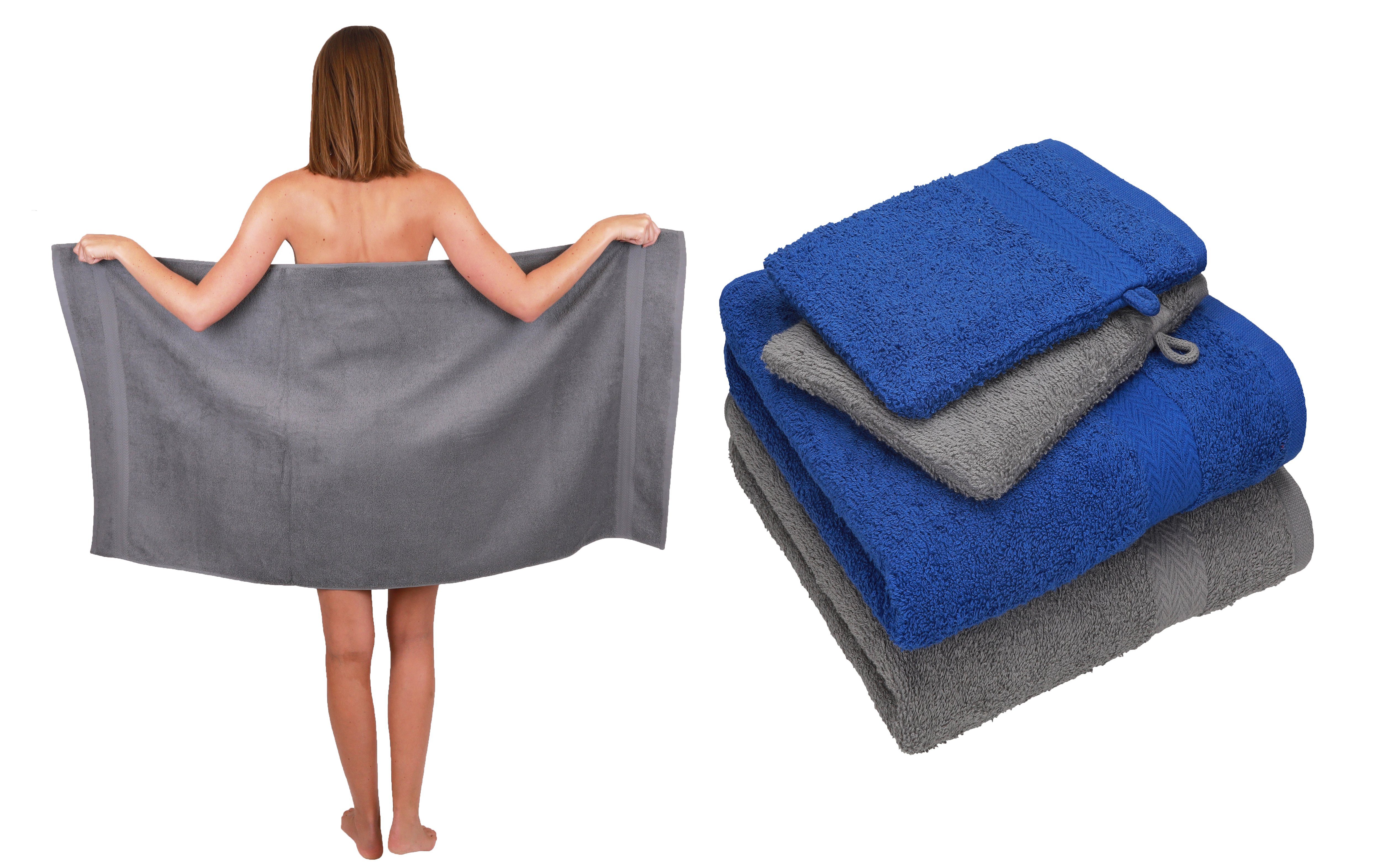 Betz Handtuch Set 5 TLG. Handtuch Set Single Pack 100% Baumwolle 1 Duschtuch 2 Handtücher 2 Waschhandschuhe, Baumwolle, (5-tlg) royalblau