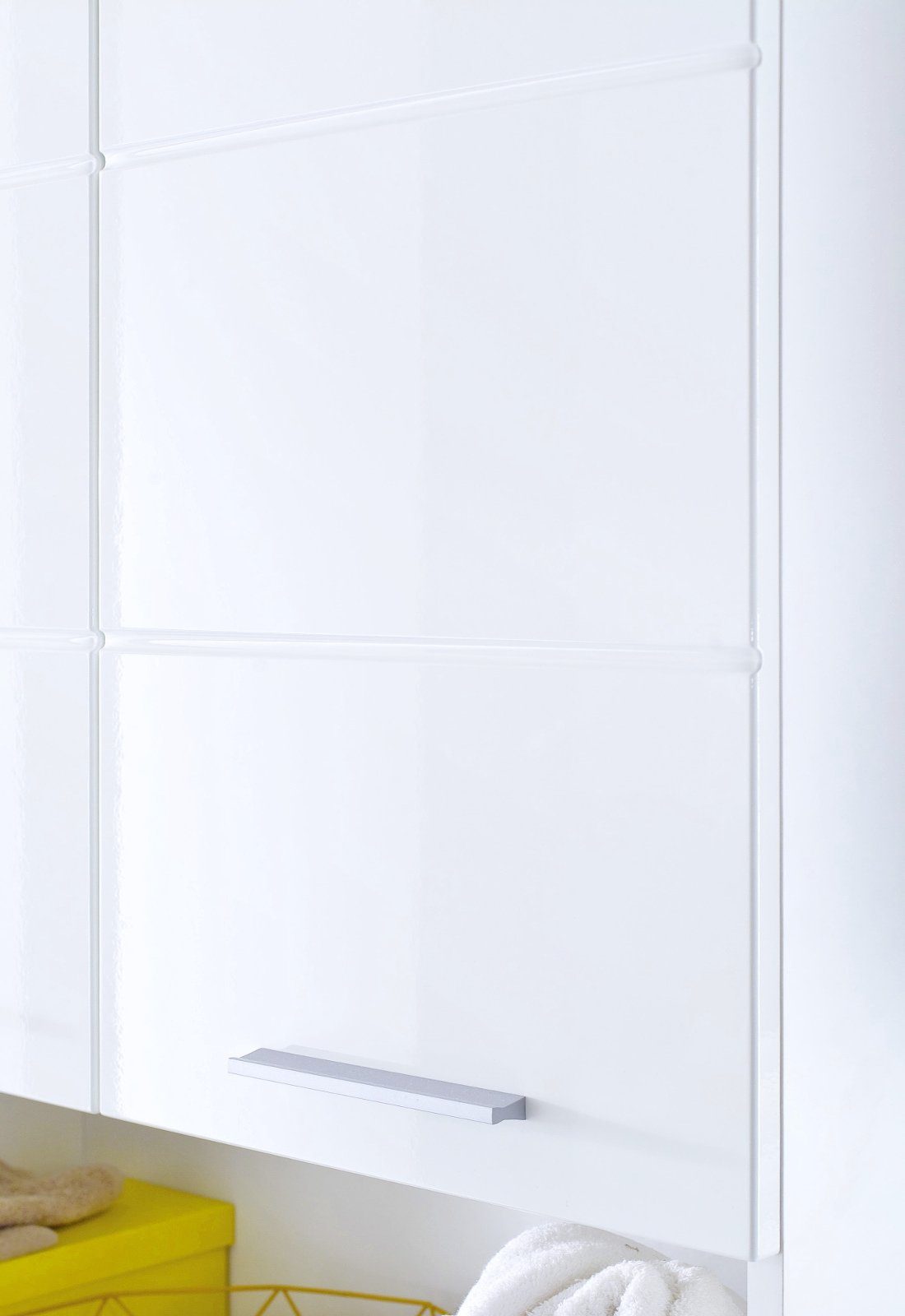 trendteam Hochschrank Amanda (Badschrank in weiß Hochglanz, 2-türig 37 x 190 cm) 5 Fächer