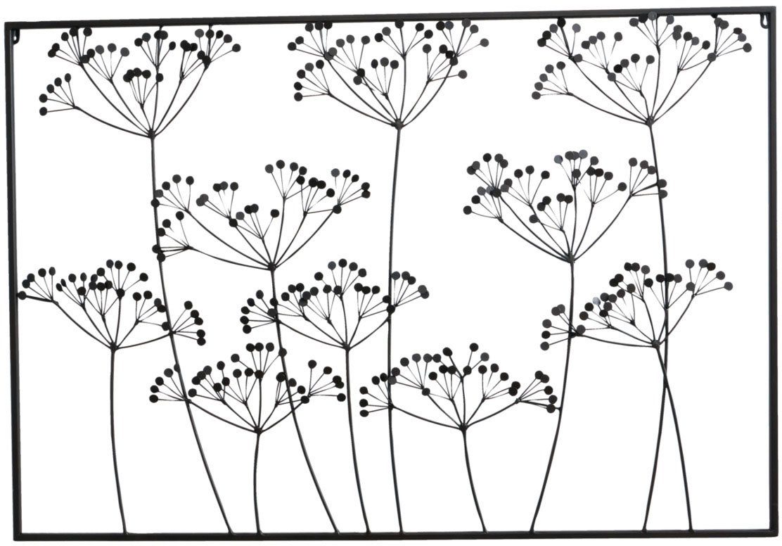 BOLTZE Wanddekoobjekt »Lontana« (1 St), Wanddeko Rechteck Blume Matt Eisen  lackiert B 110 cm