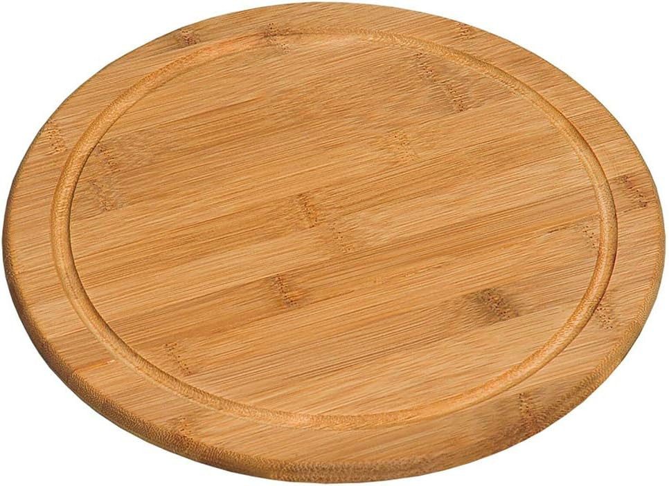 Kesper Pizzaschneidebrett Fleischteller Ø 30 cm aus FSC®-zertifiziertem Bambus, Vesperteller, Pizzateller, Holzteller, Schneidebrett