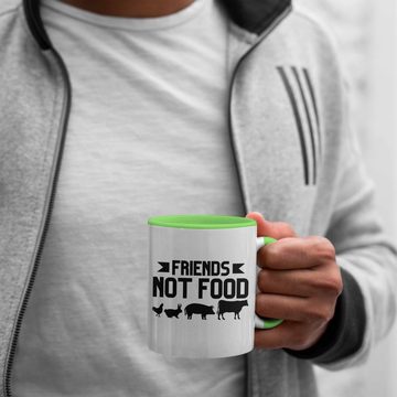 Trendation Tasse Trendation - Veganer Tasse Geschenk Friends Not Food Vegan Geschenkidee Lustiger Spruch Vegane Lebensweise Spruch