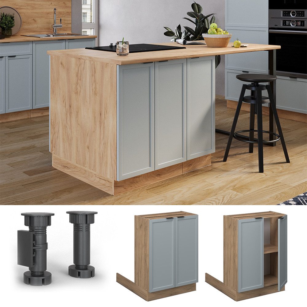 Vicco Unterschrank Fame-Line, Hellblau-grau/Goldkraft Eiche, 60 günstig online kaufen