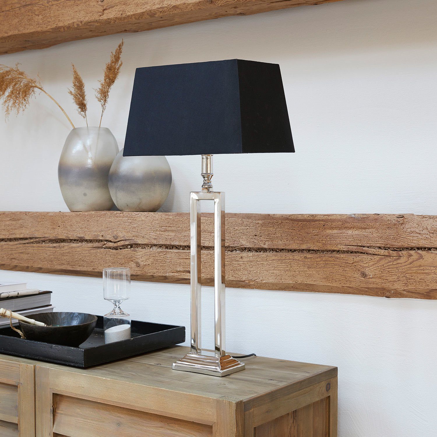 Mirabeau Tischleuchte Tischlampe Kinshaa schwarz/silber günstig online kaufen