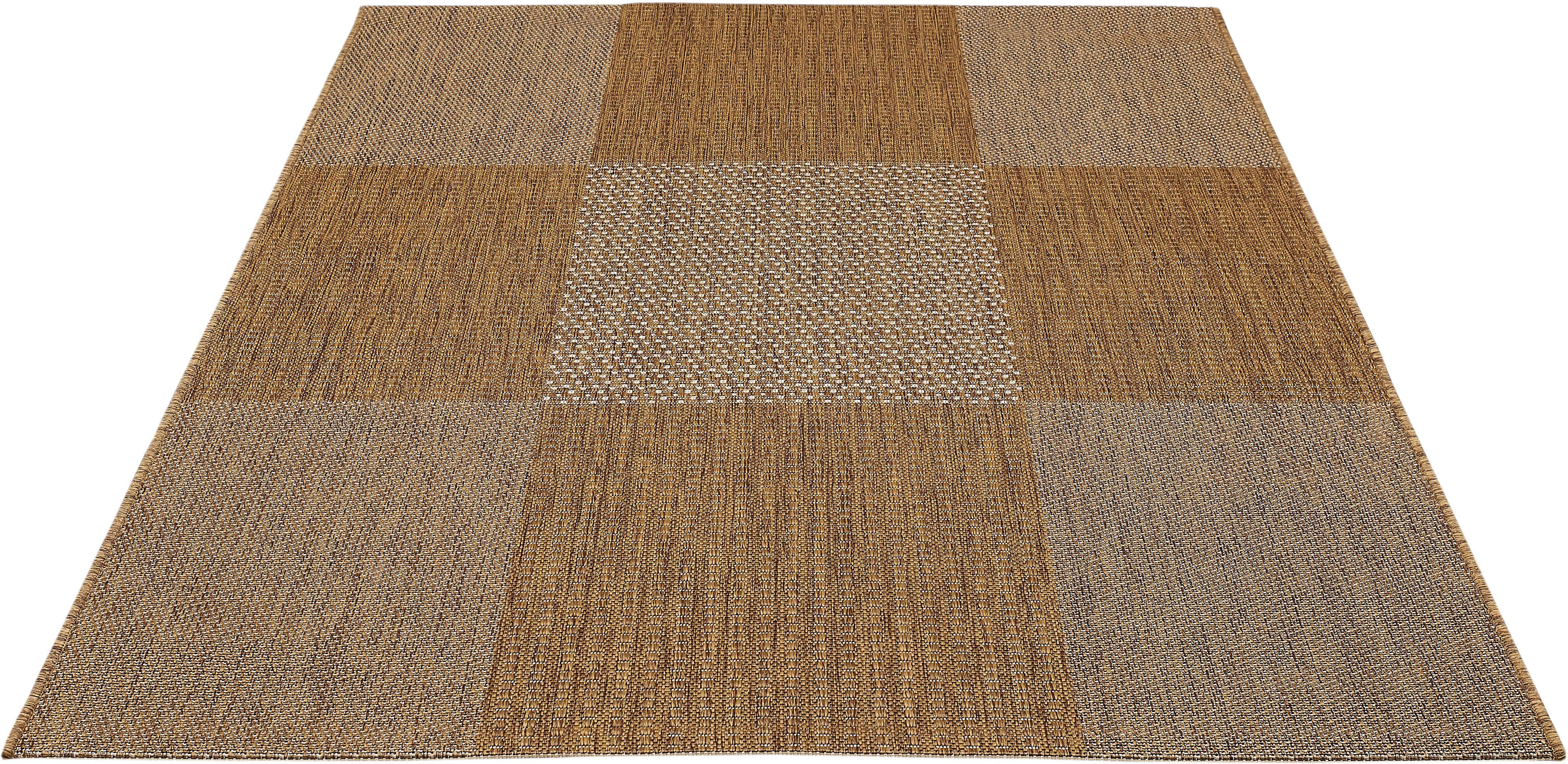 Teppich ARIZONA1, Andiamo, rechteckig, Höhe: 5 mm, Flachgewebe, kariertes Muster, In- und Outdoor geeignet, Wohnzimmer braun