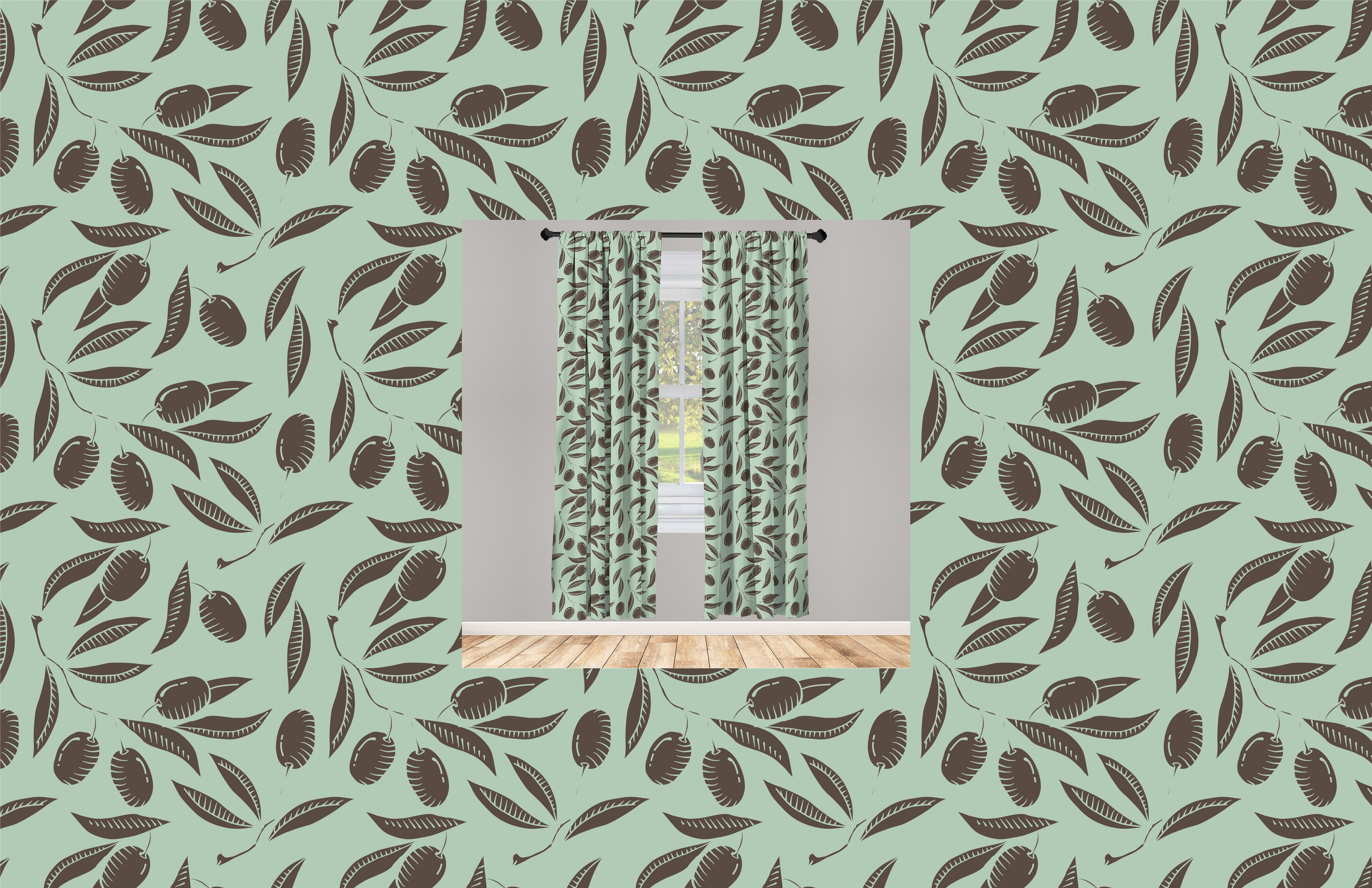 Gardine Vorhang für Wohnzimmer Schlafzimmer Dekor, Abakuhaus, Microfaser, Ernte Bio-Oliven und Branchen