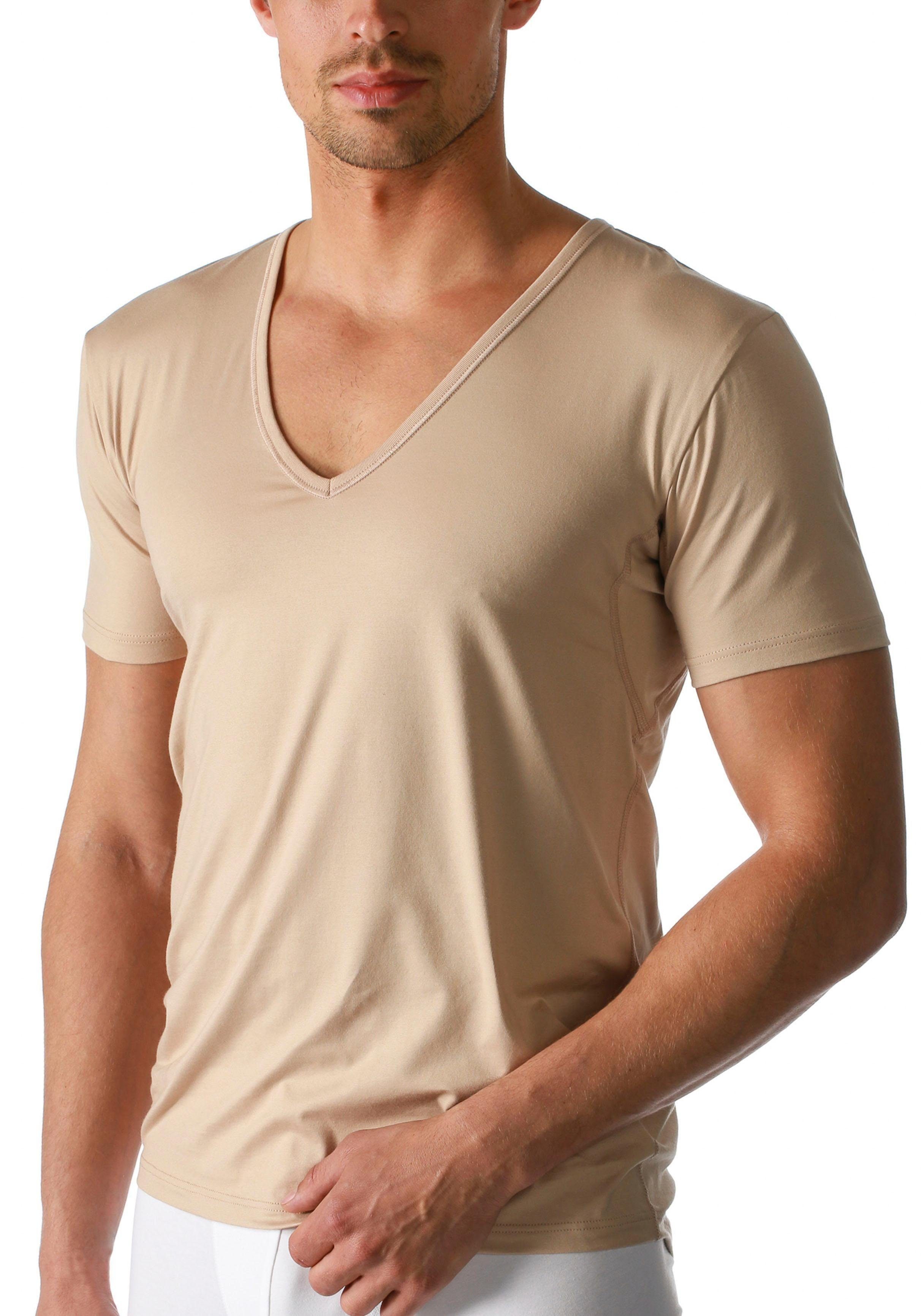 natur Unterziehshirt mit V-Ausschnitt Cotton tiefem Functional Mey Dry