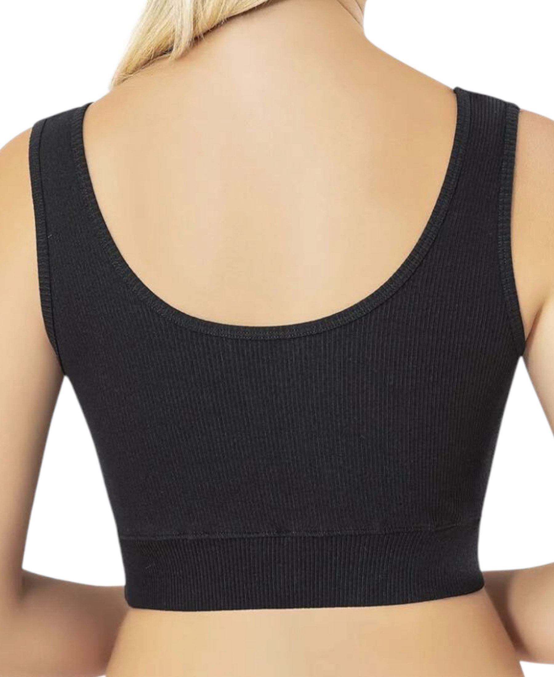 fashionshowcase Crop-Top mit V-Detail-Ausschnitt - geripptes Bustier aus Baumwolle Herzförmiger Ausschnitt, figurformender Bund