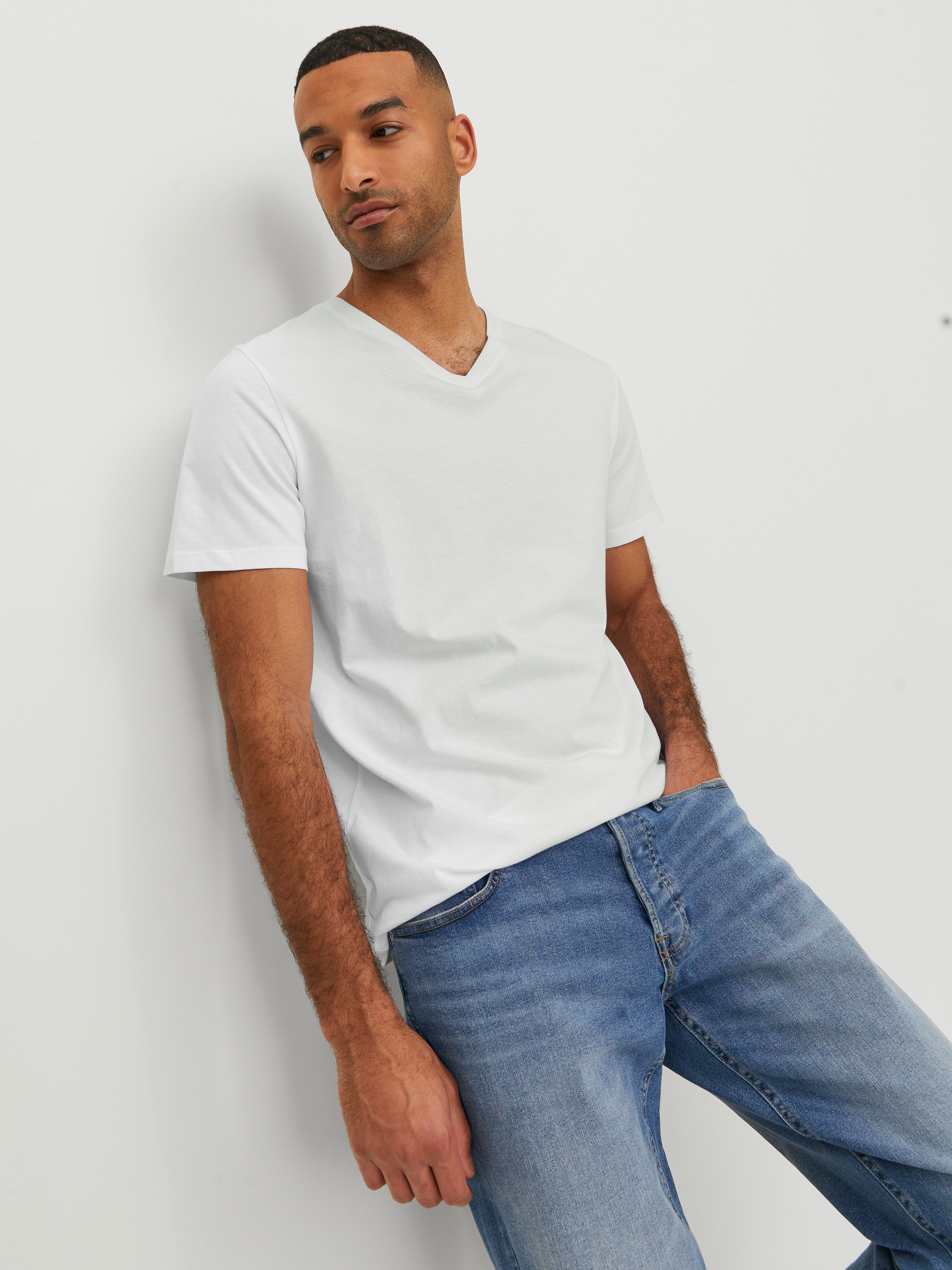 Jack & Jones V-Shirt JJEORGANIC BASIC TEE SS V-NECK 3PK MP (Packung, 3-tlg)