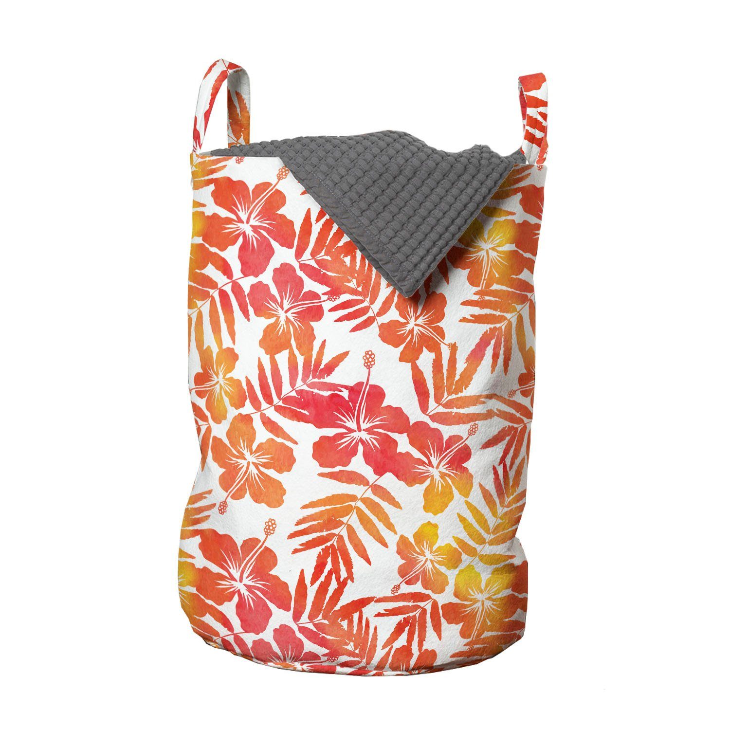 Abakuhaus Wäschesäckchen Wäschekorb mit Griffen Kordelzugverschluss für Waschsalons, hawaiisch Hibiscus-Blumen-Kunst