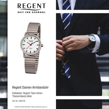 Regent Quarzuhr Regent Damen Herren-Armbanduhr silber grau, (Analoguhr), Damen, Herren Armbanduhr rund, klein (ca. 27mm), Titanarmband