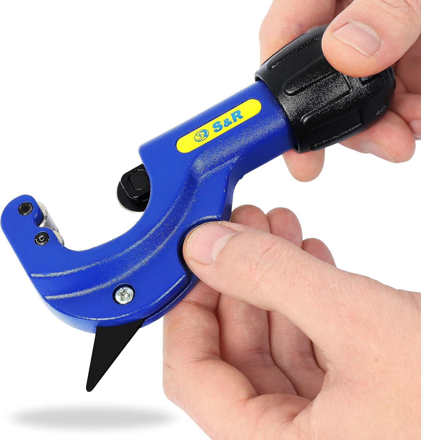 S&R Rohrschneider für Aluminium-, Kupfer- & Kunststoff-Rohre - für Ø 3-32 mm, (1-tlg), aus Vollmetall mit Entgrater und Ersatzklinge – Bild 5 von 5