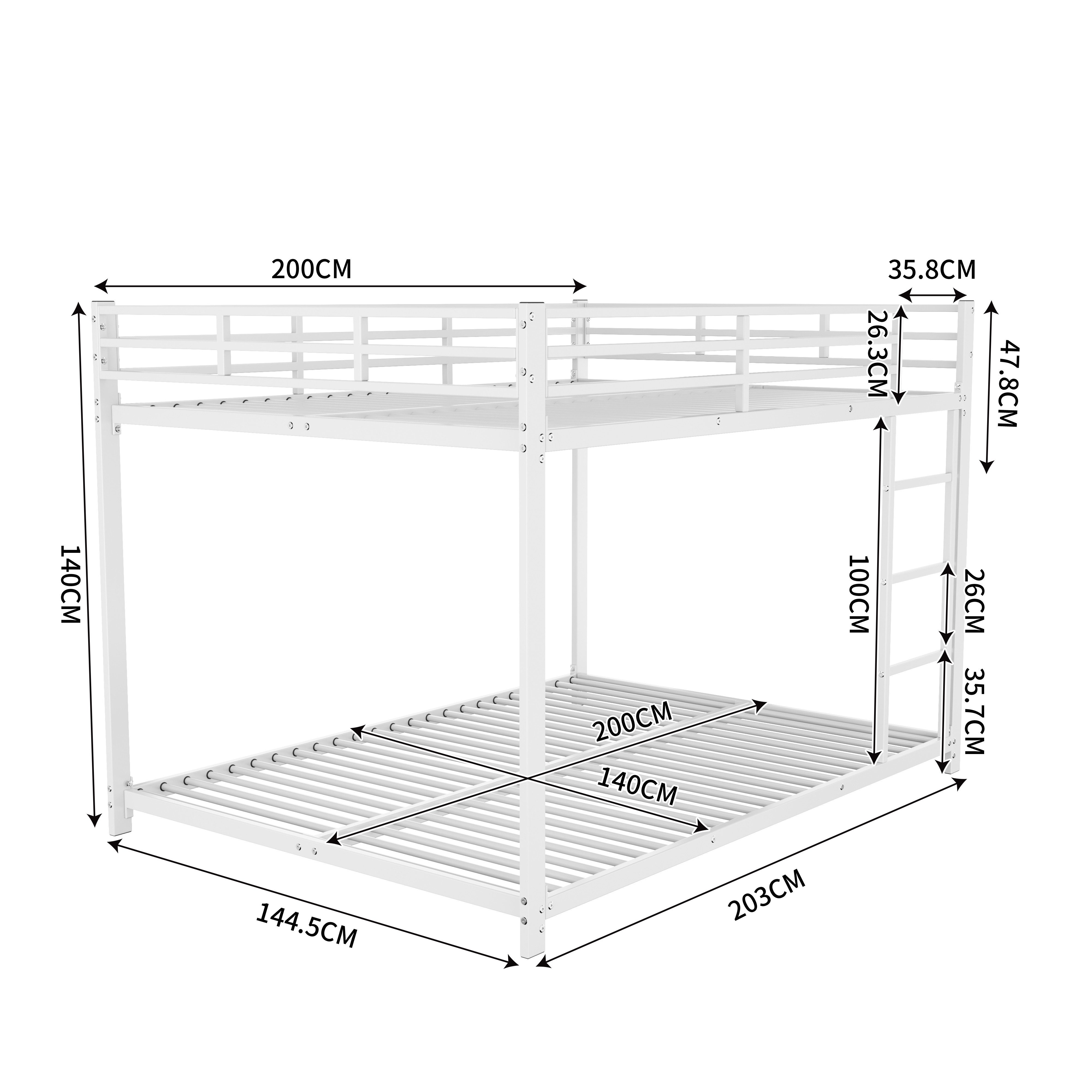 Flieks Etagenbett, Kinderbett Metallbett Doppelbett mit Lattenrost und Leit günstig online kaufen