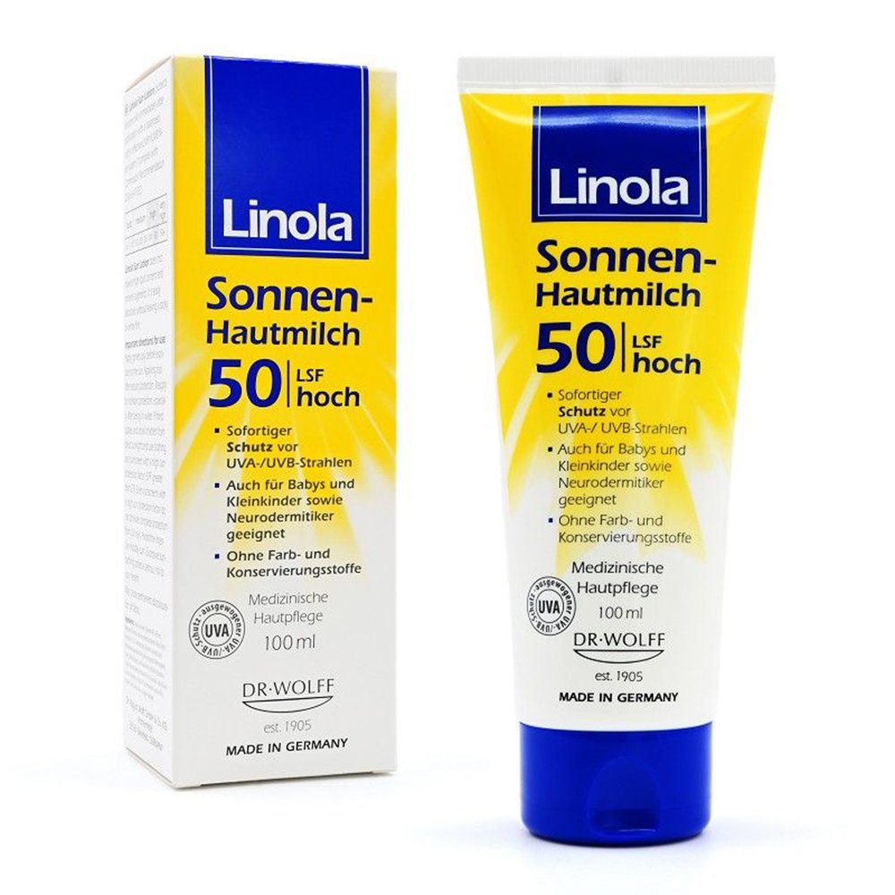 Dr. August Wolff GmbH & Co.KG Arzneimittel Sonnenschutzcreme LINOLA Sonnen-Hautmilch LSF 50, 100 ml