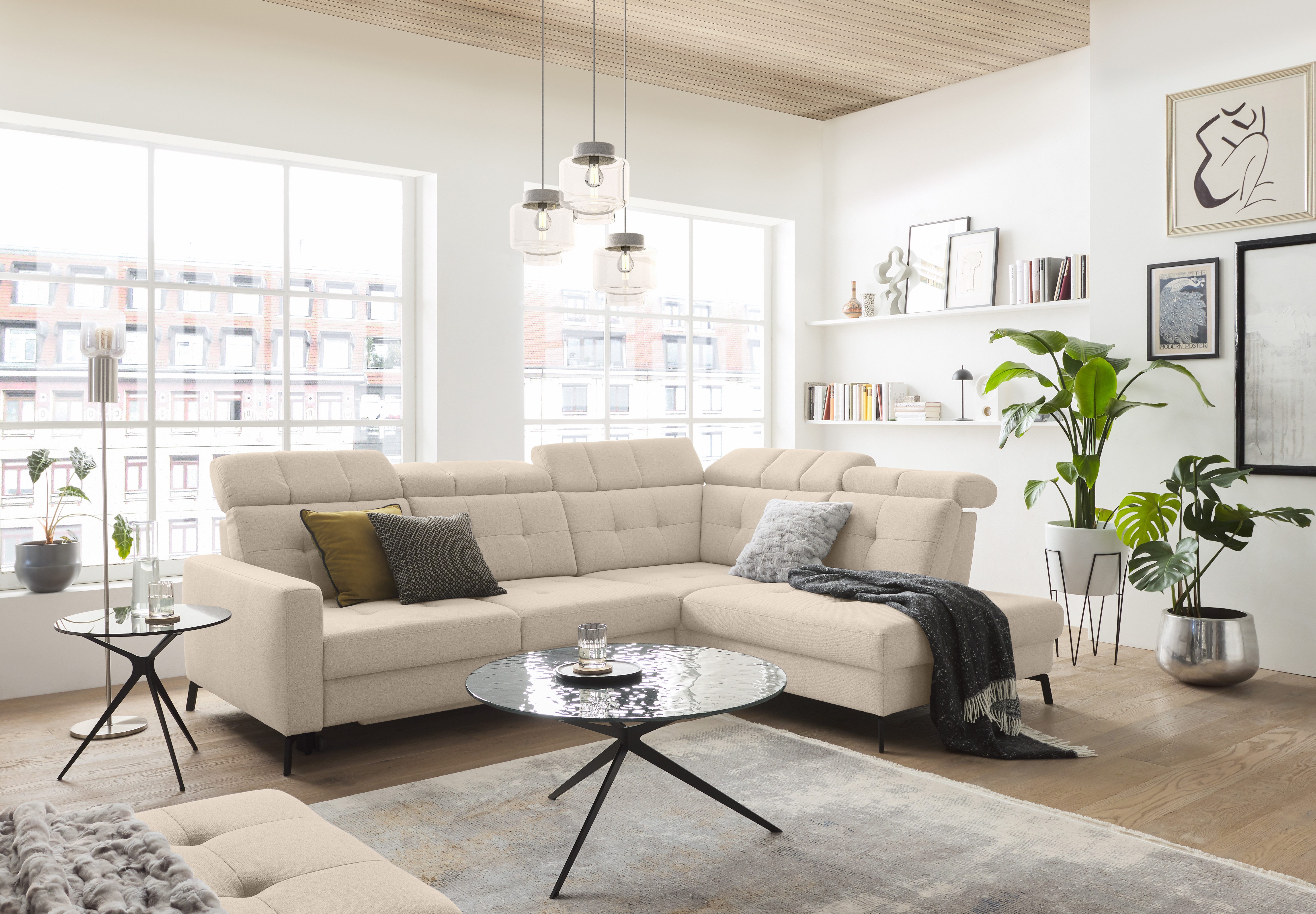 Musterring Ecksofa MR 4615, mit Kopf- und Rückenverstellung, Metallfuß schwarz, Maße 272 x 214 cm