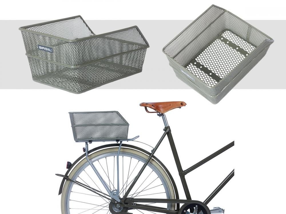 Basil Fahrradkorb Basil Hinterradkorb Cento S Schultasche olivgrün 31x21x9cm engmaschig
