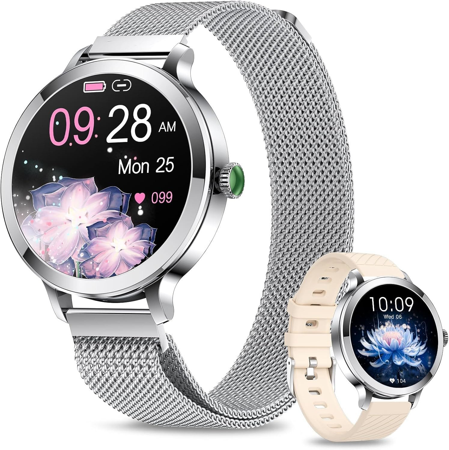 fitonyo Montre Connectée Femme Smartwatch (2,7 cm, android ios), Damen Smartwatch mit AMOLED Display Fitness Tracker