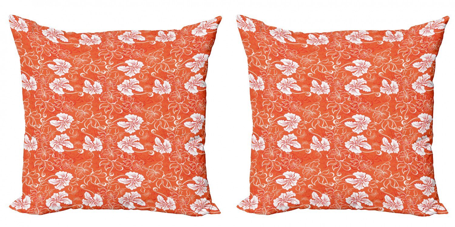 Kissenbezüge Modern Accent Doppelseitiger Digitaldruck, Abakuhaus (2 Stück), Orange Hawaii-Sommer-Hibiscus