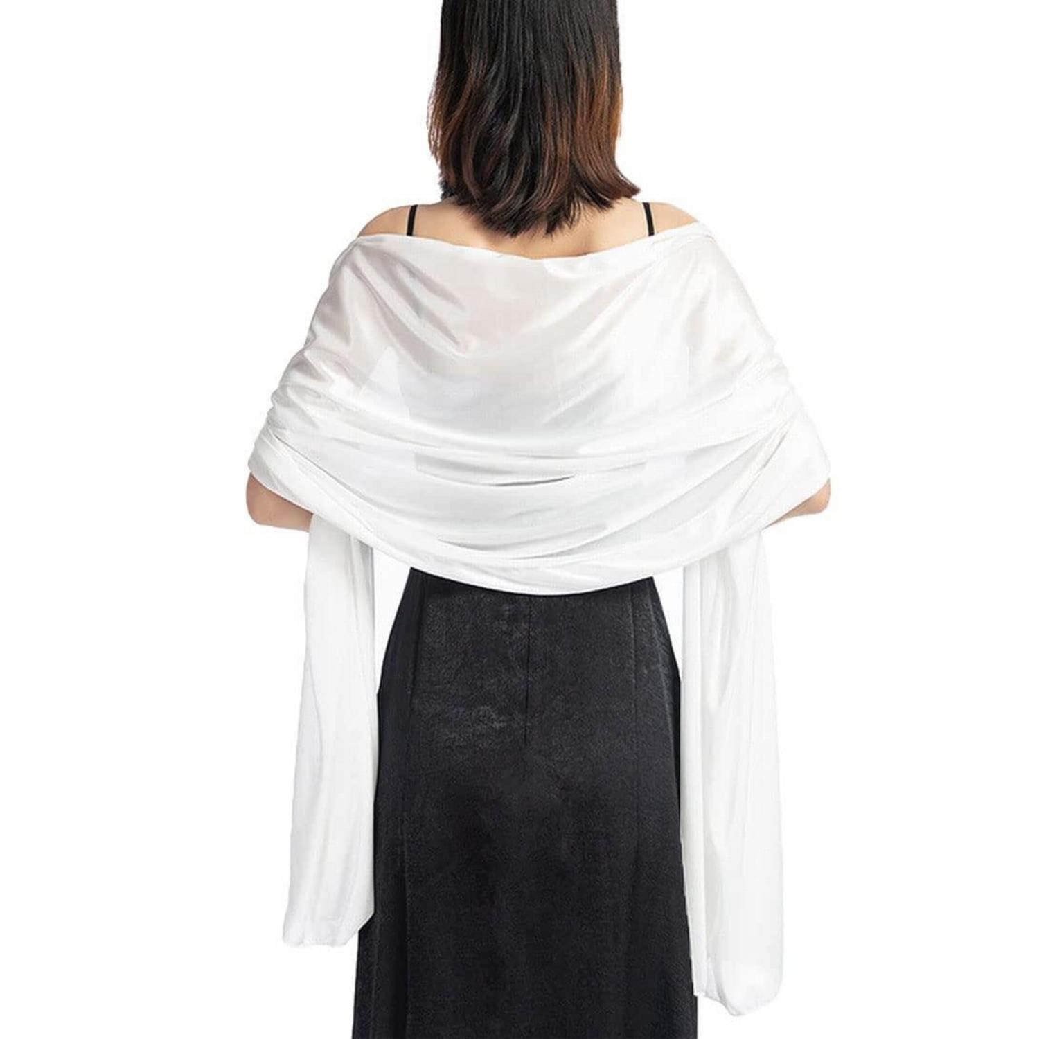 LuxusKollektion Seidenschal Schal Damen Elegant Seide Satin Weiß Einheitsgröße, (1-St)