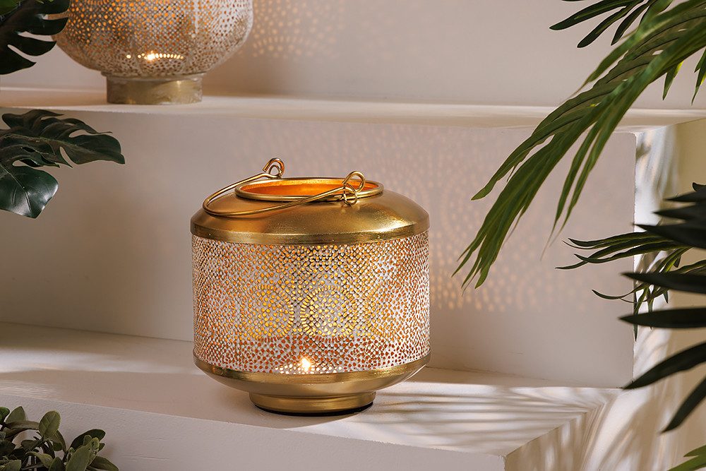 riess-ambiente Windlicht ORIENT 20cm gold (Einzelartikel, 1 St), Wohnzimmer · Metall · Dekoration · Laterne · Boden · handmade · Design