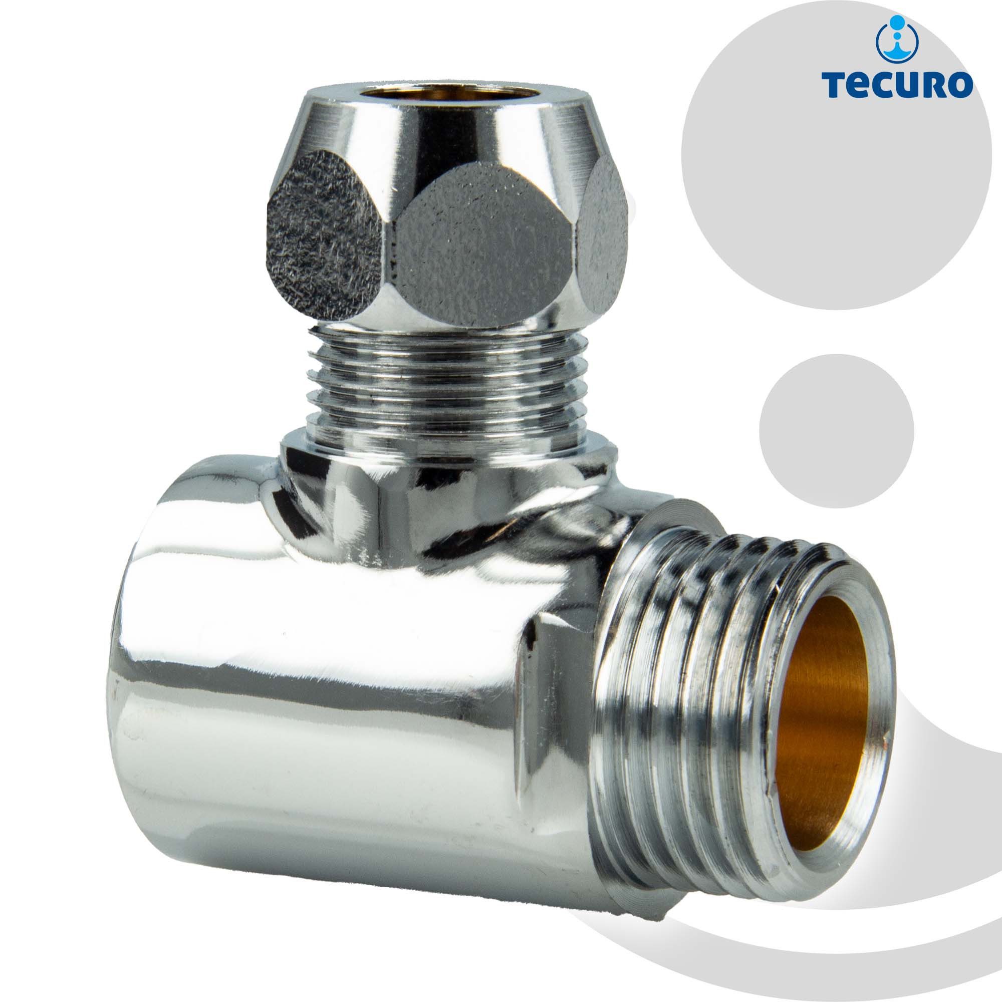 tecuro Gewindefitting 2-Wege Verteiler T-Stück 1/2 IG x Ø 10 mm Quetsche x 1/2 AG