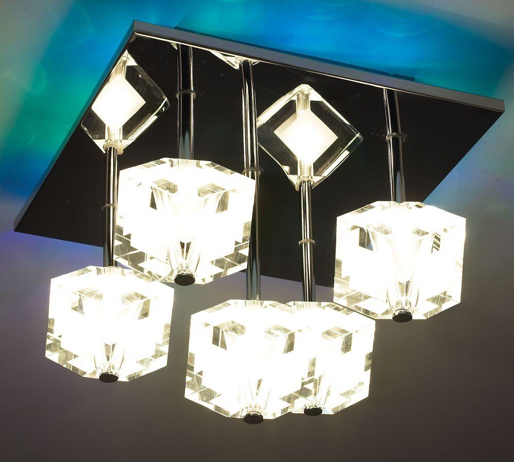 etc-shop LED Deckenleuchte, Leuchtmittel Deckenleuchte Chrom inklusive, nicht Leuchte LED-Farbwechsler Deckenbeleuchtung Lampe