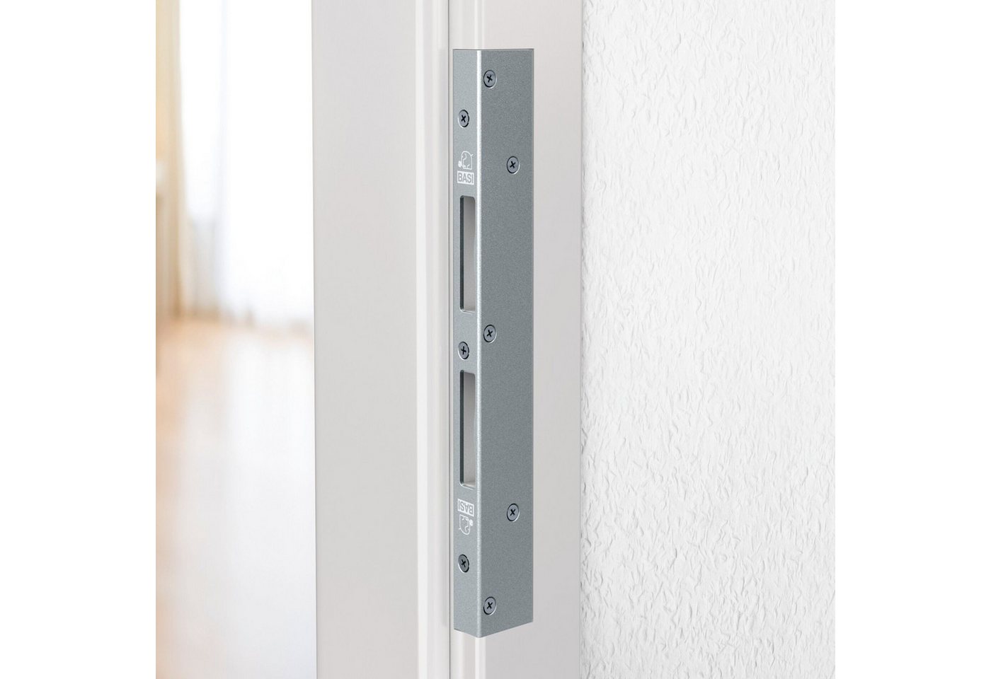 Thumbnail - BASI Winkelschließblech Reparaturschließblech, (Packung), für Innentüren/Holztüren, DIN R/L, käntig, verzinkt, 300x40x21...